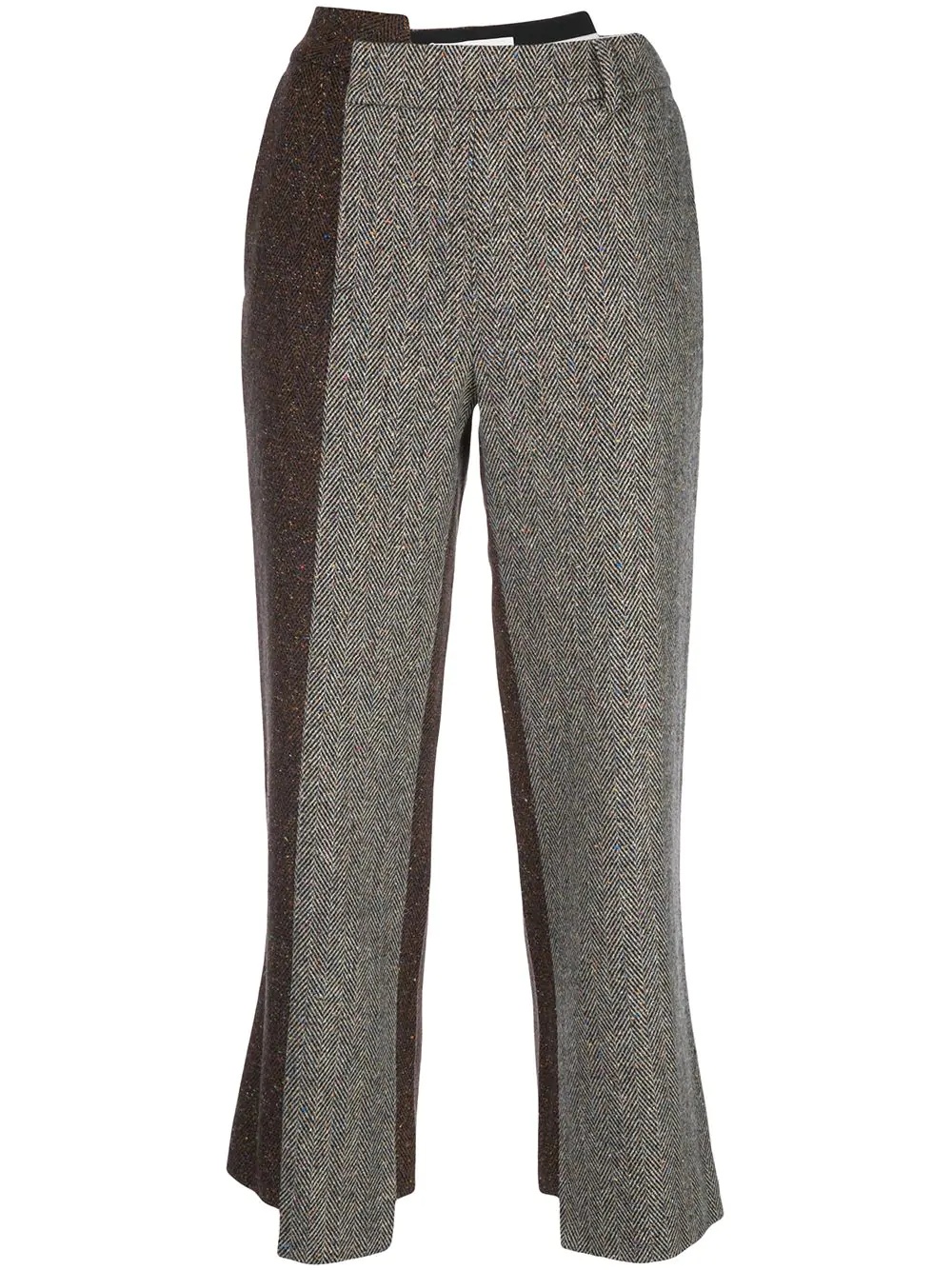 two-tone herringbone slim-fit trousers - 1