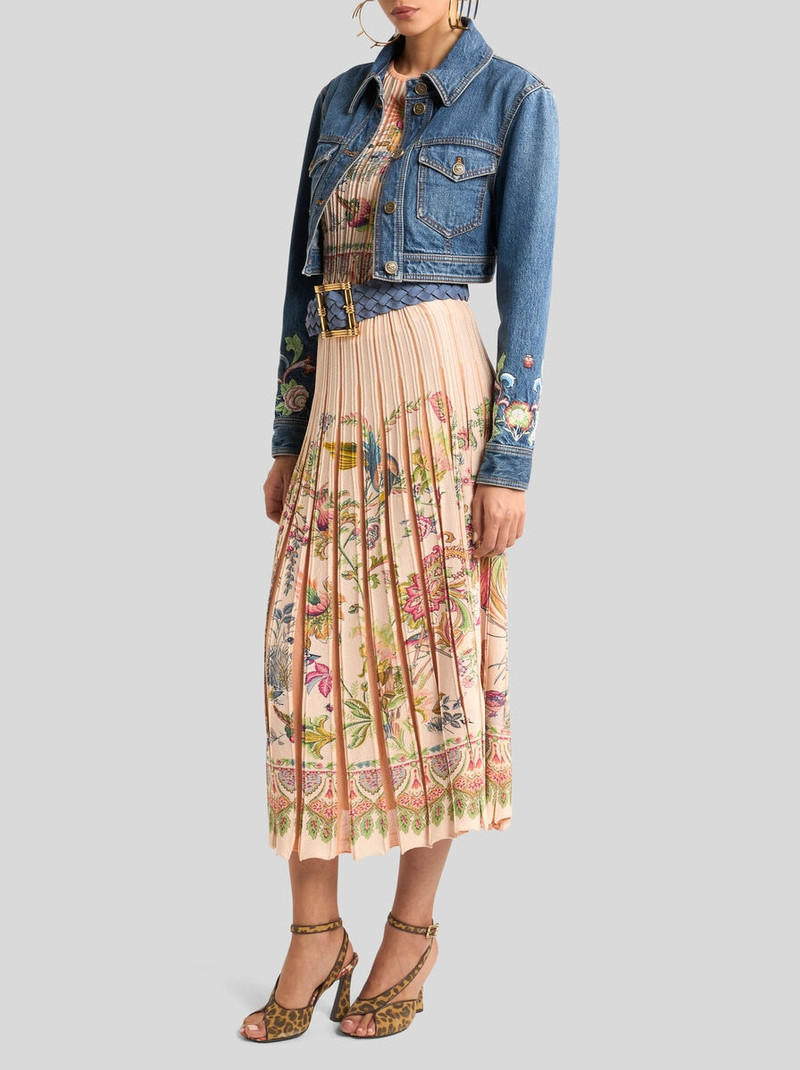 Etro CROPPED DENIM JACKET WITH FLORAL EMBROIDERY outlook