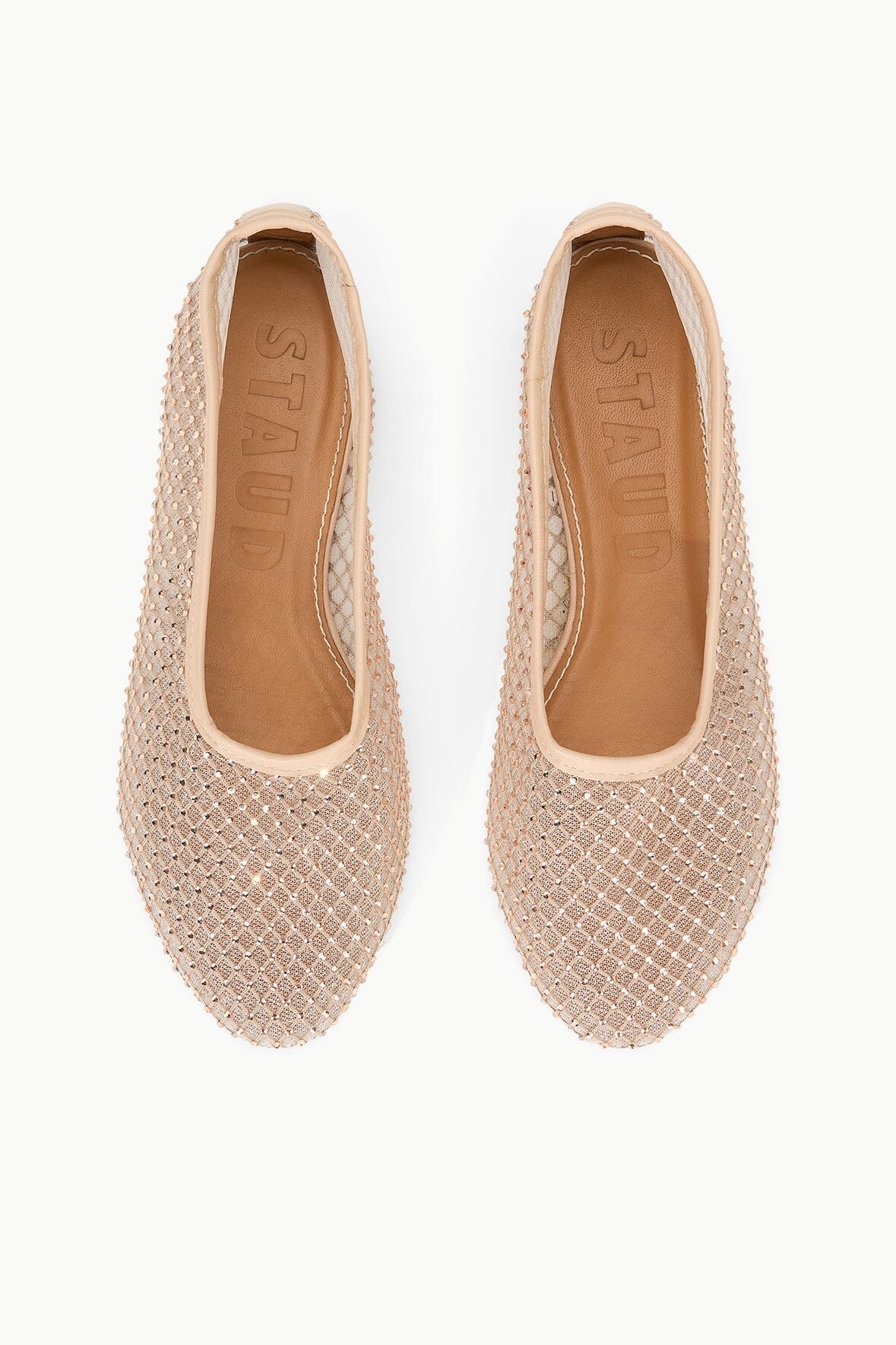 STAUD ALBA BALLET FLAT CHAMPAGNE CRYSTAL MESH - 7