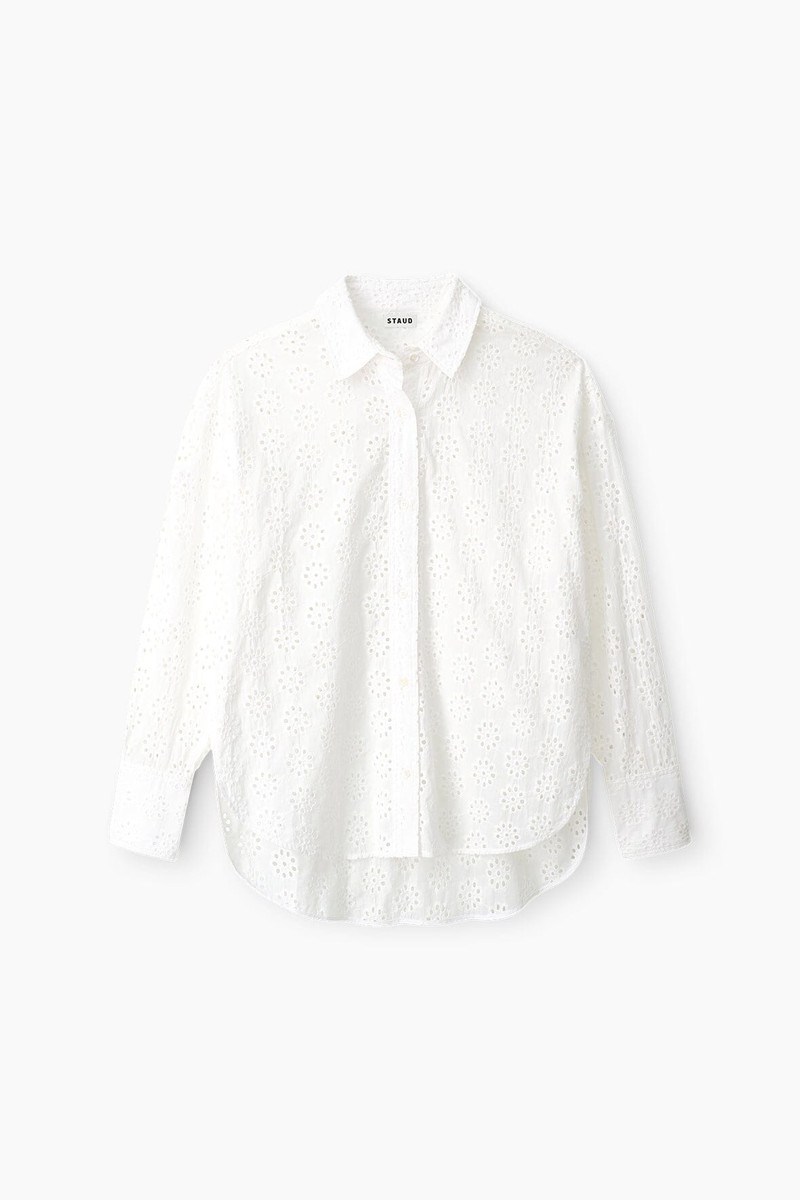 STAUD COLTON TOP WHITE EYELET - 1