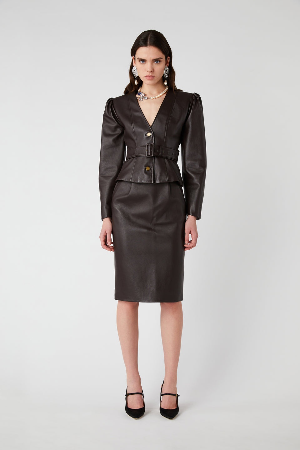 LEATHER MIDI SKIRT - 4