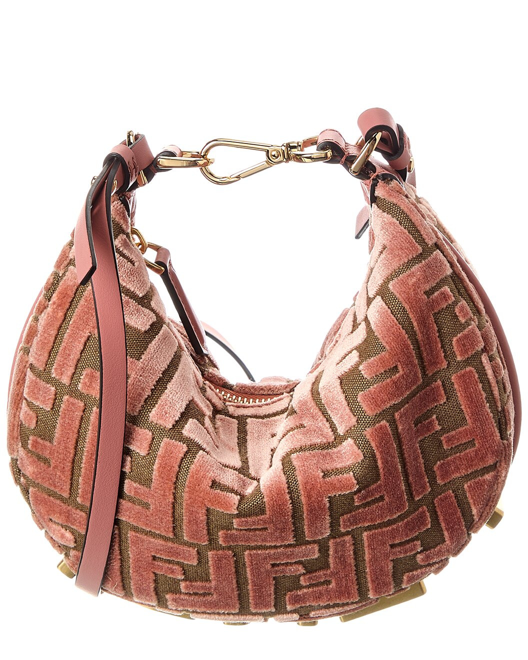 FENDI Fendigraphy Mini FF Jacquard Velvet & Leather Hobo Bag - 1