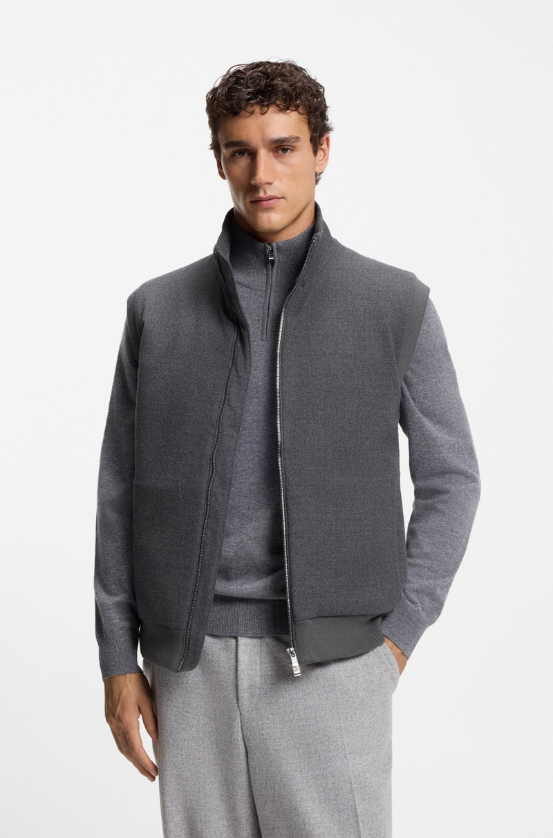 FLANNEL GILET WITH RIBBED TRIMS 2