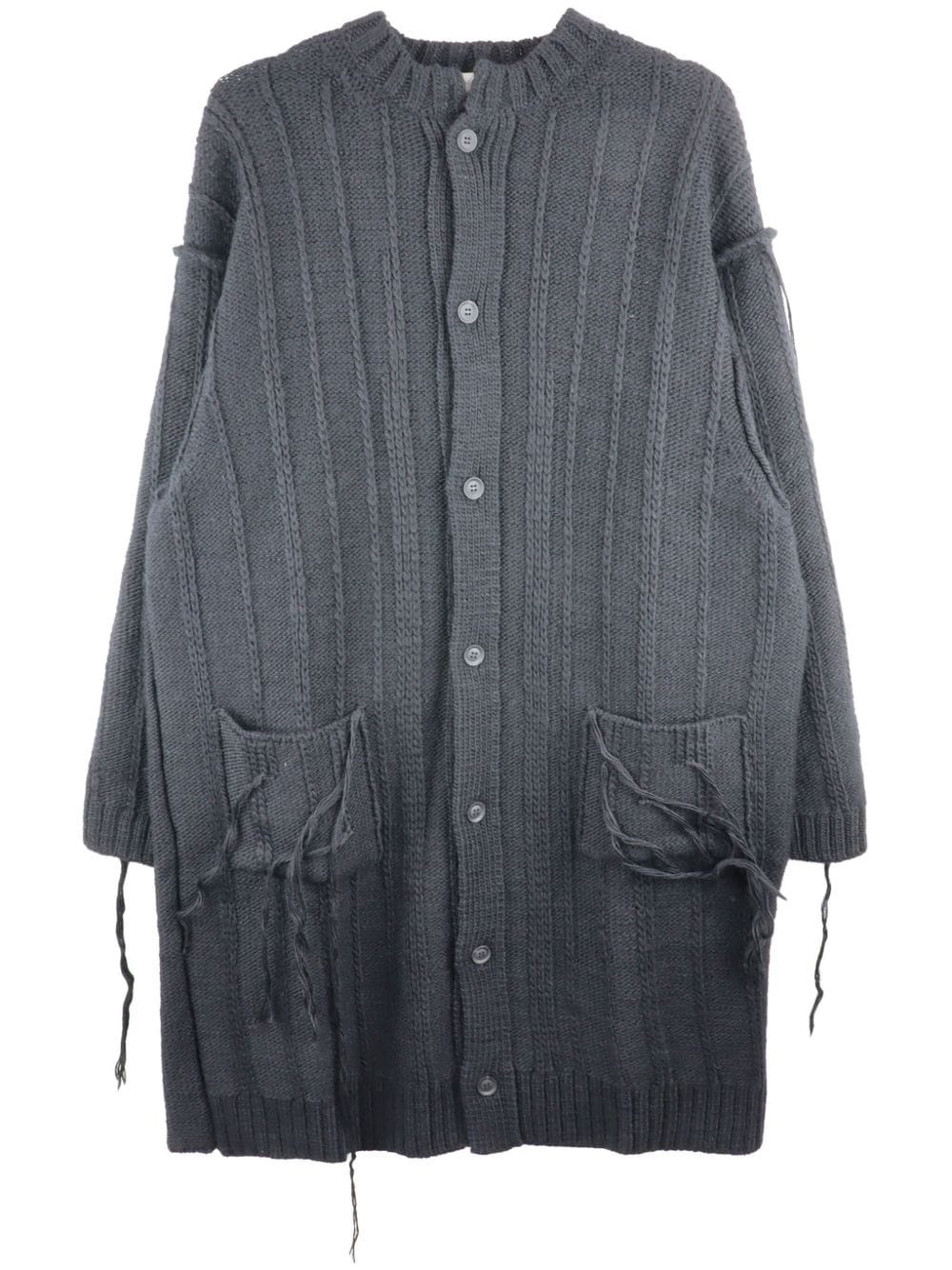 distressed wool cardigan - 1