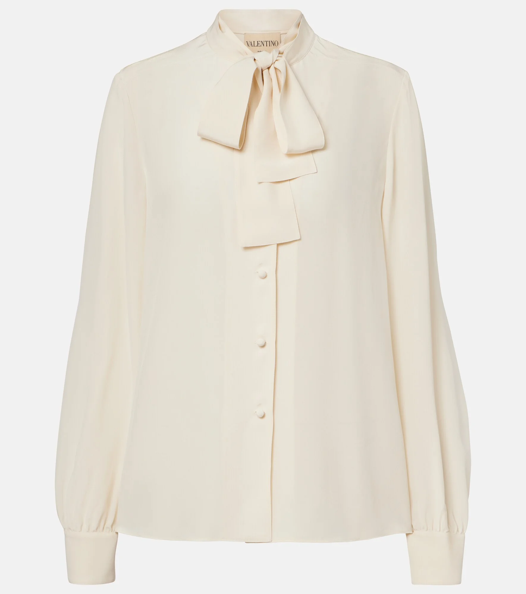 Tie-neck silk crêpe de chine blouse - 1