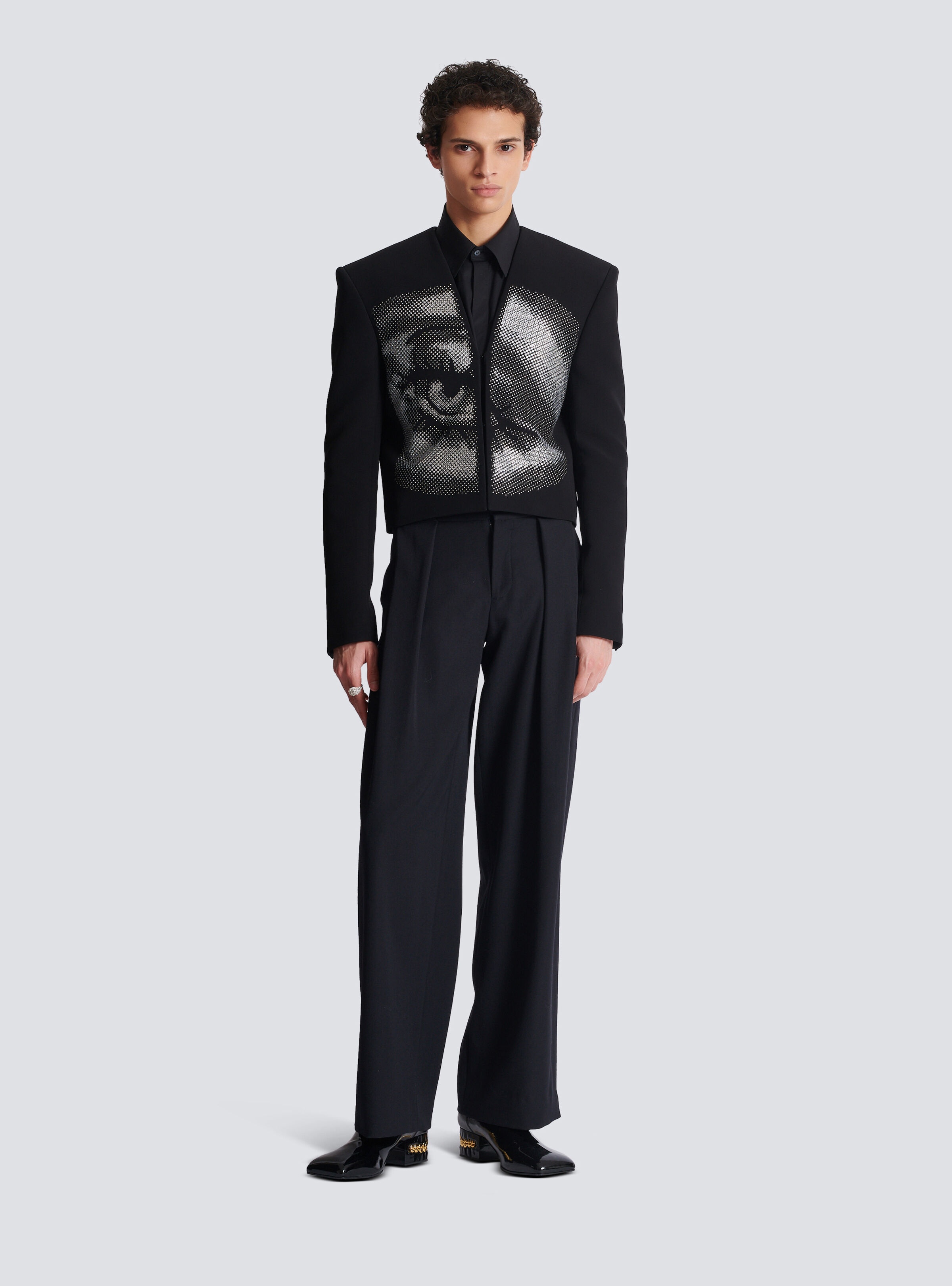 Cropped crepe jacket with crystals in an Eye motif - 2