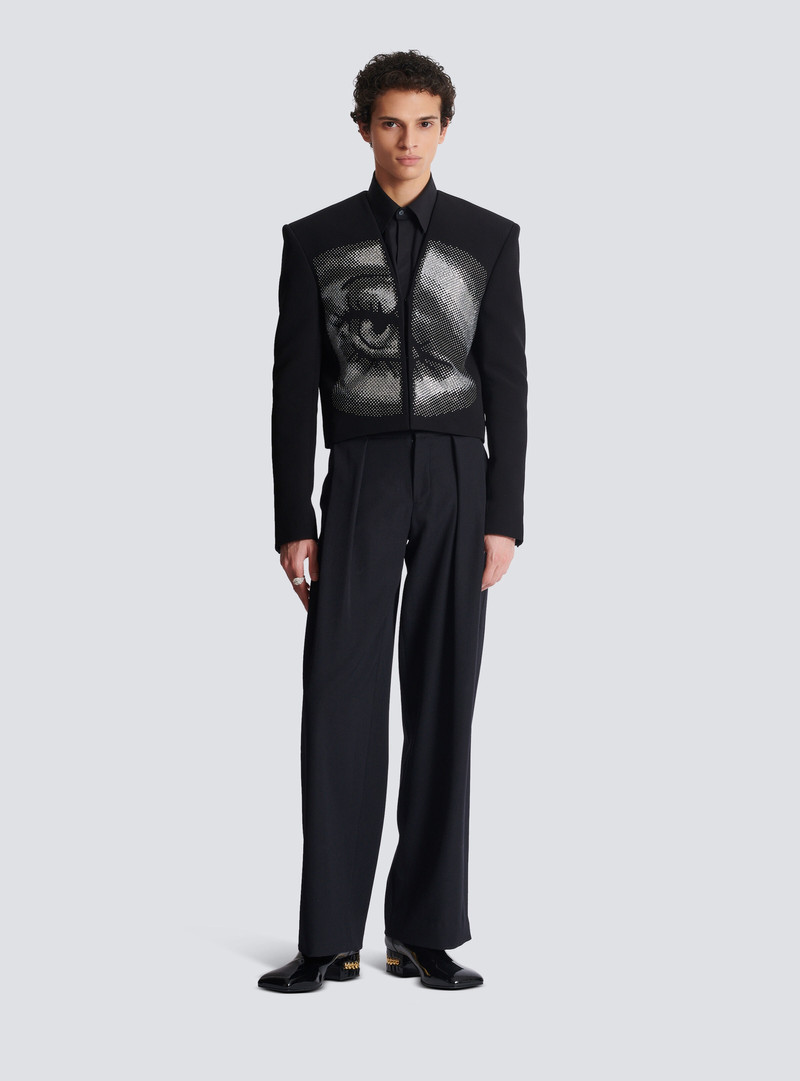 Balmain Cropped crepe jacket with crystals in an Eye motif outlook