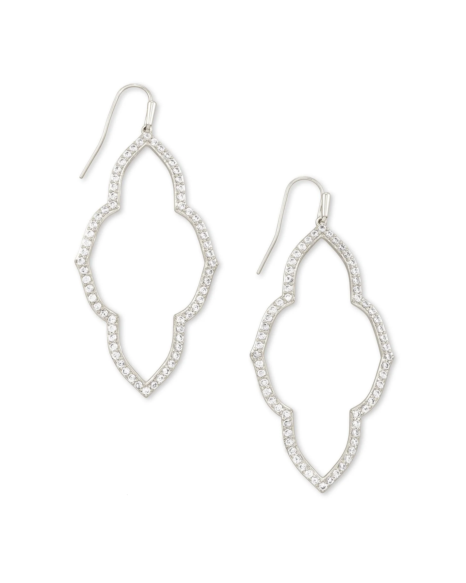 Abbie Silver Open Frame Earrings in White Crystal - 1