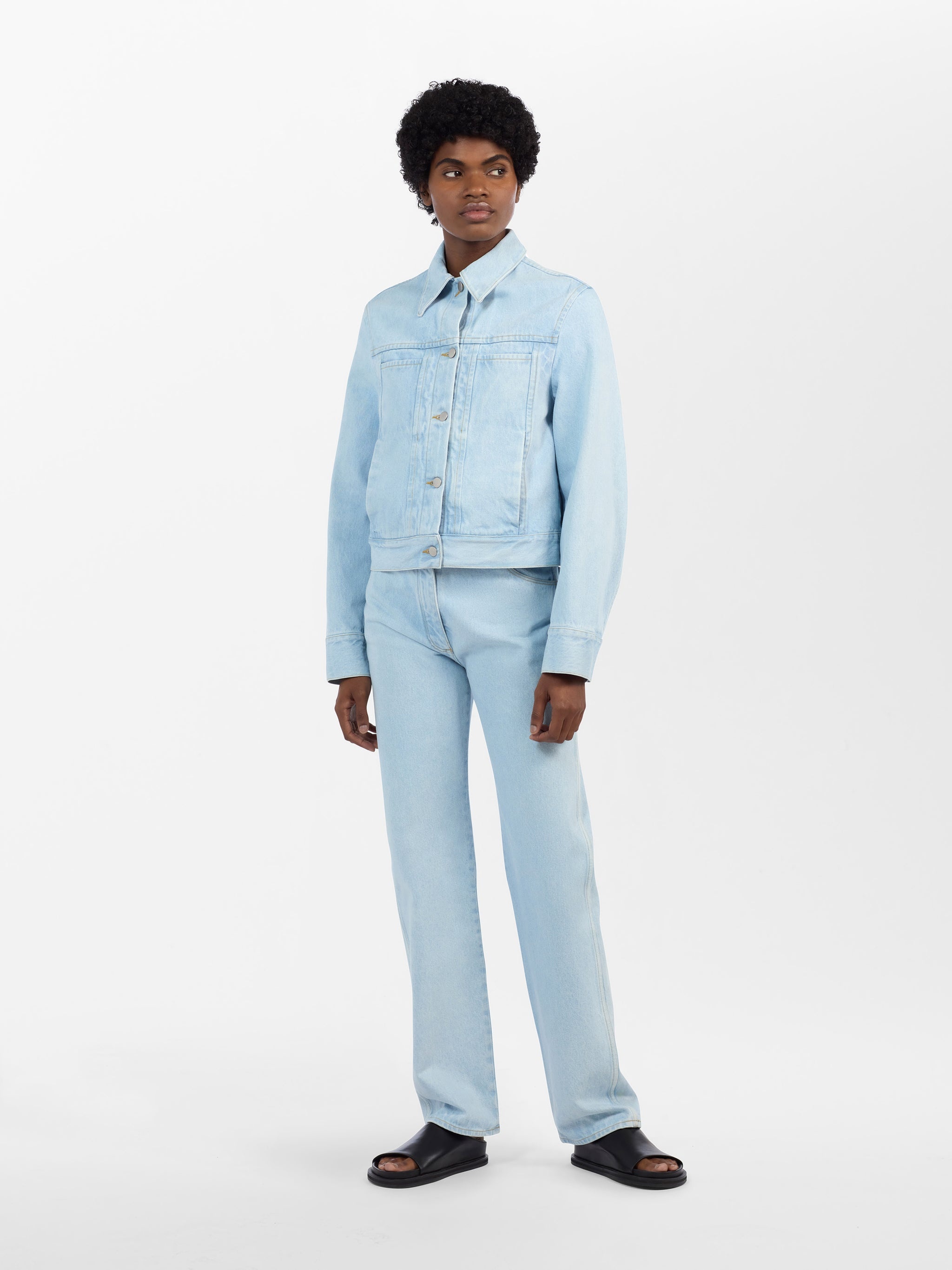STUDIO NICHOLSON｜DENIM JACKETS (TAHOE DENIM JACKET INDI Studio Nicholson Blue Tahoe Denim Jacket In Indigo Wash