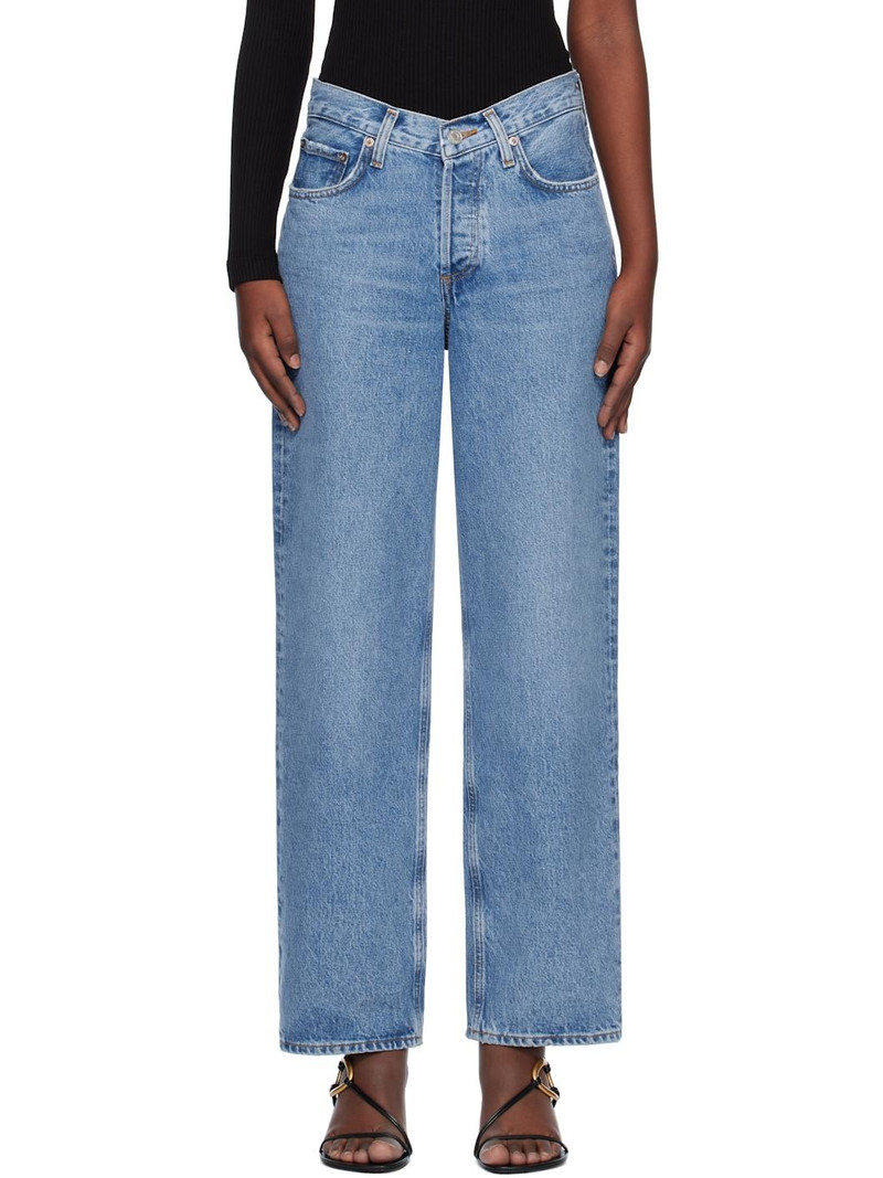 Blue V-Waist Baggy Jeans 1
