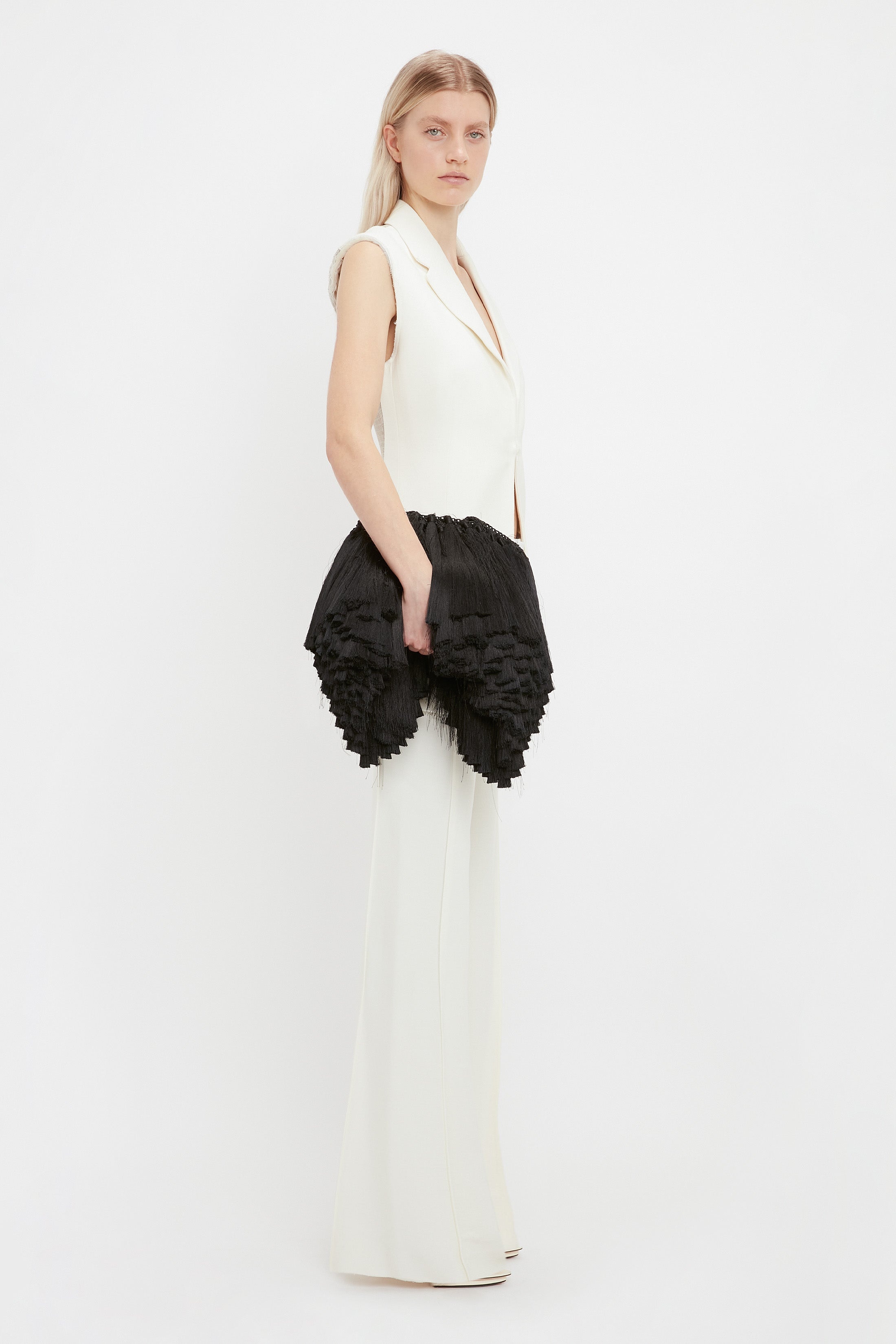 Victoria Beckham Sleeveless Jacket In Off White | REVERSIBLE