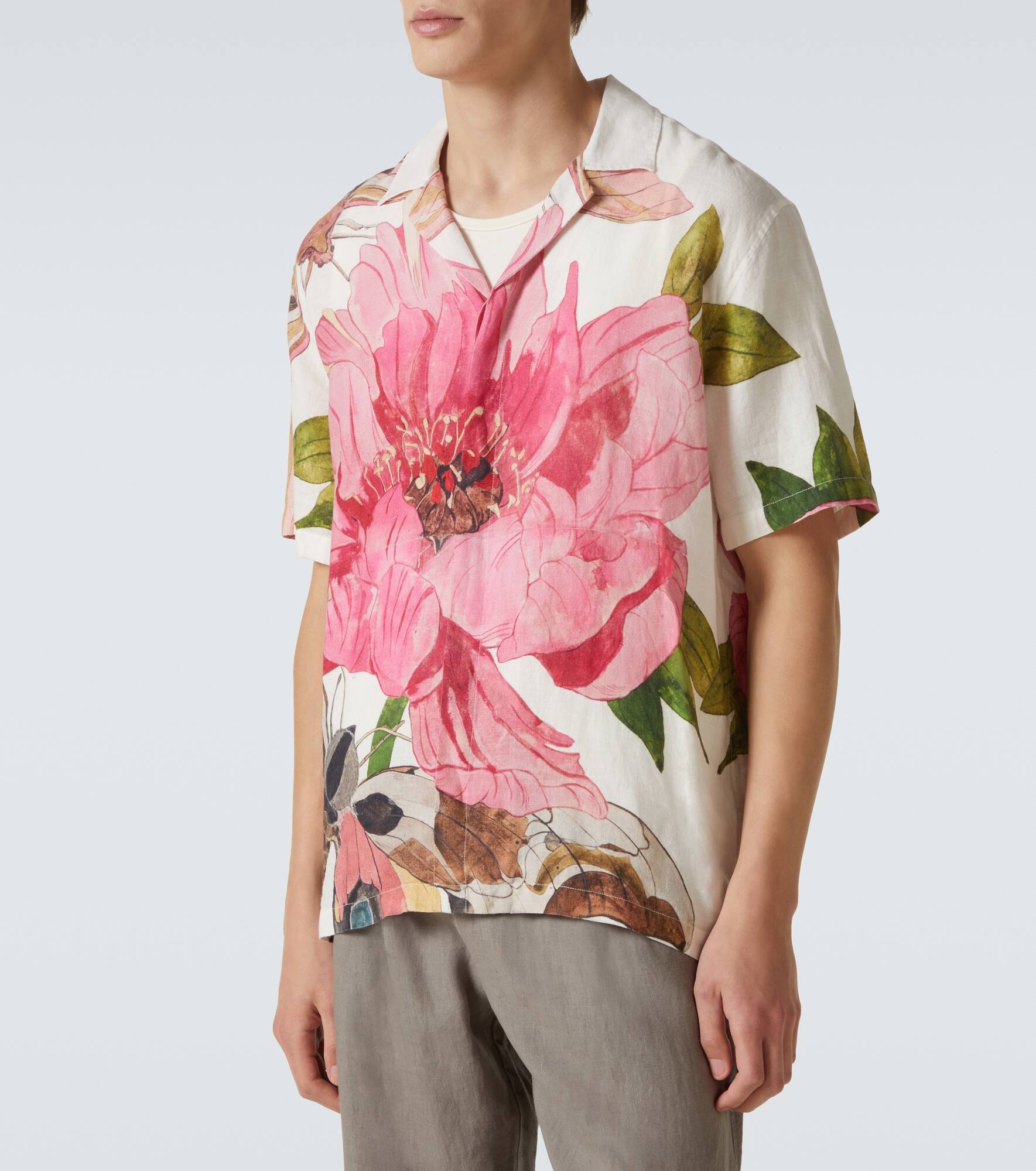 Maitan floral linen bowling shirt - 3
