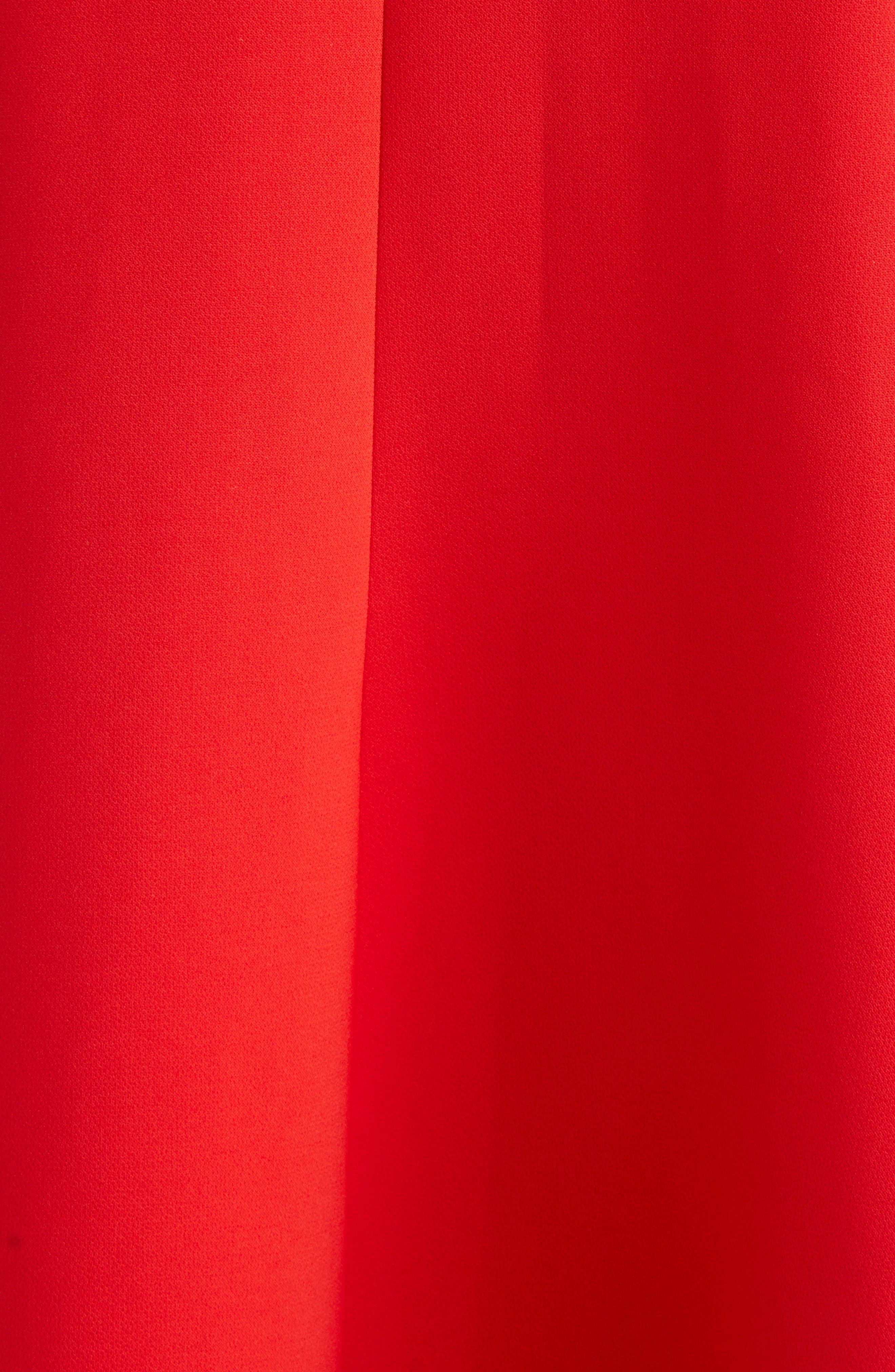 Carolina Herrera Pleated Long Sleeve Crepe Dress in Scarlet at Nordstrom - 6