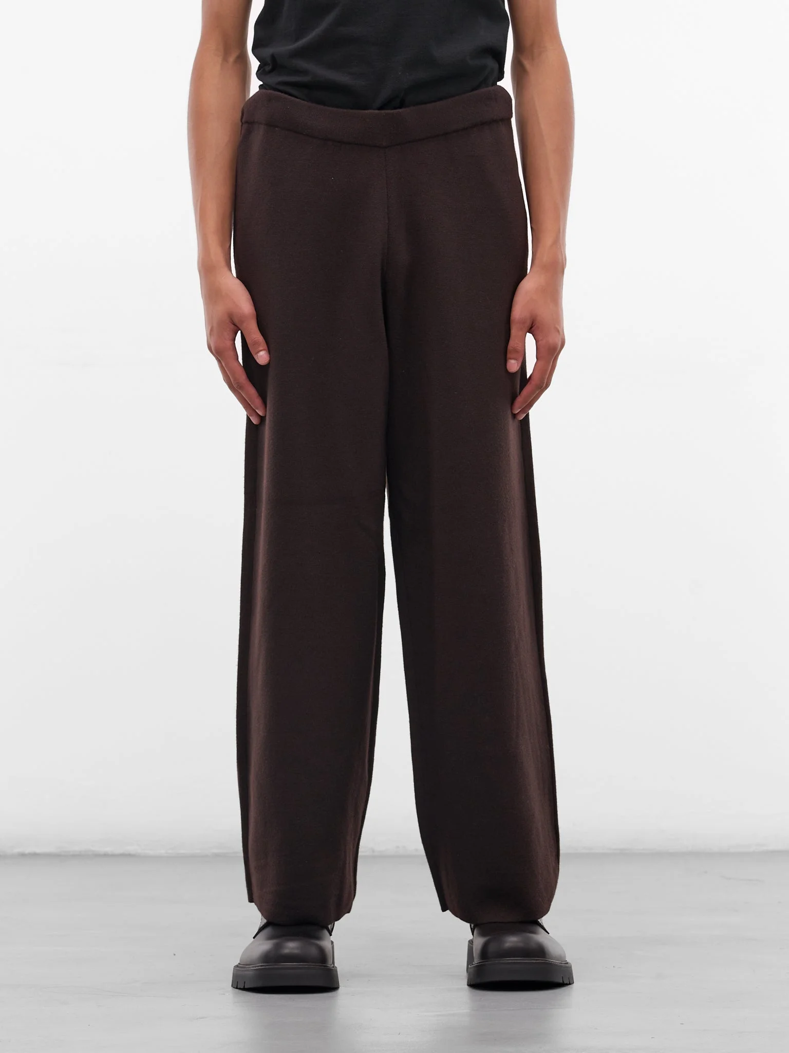 Brown Wool Wide Leg Trousers - 1