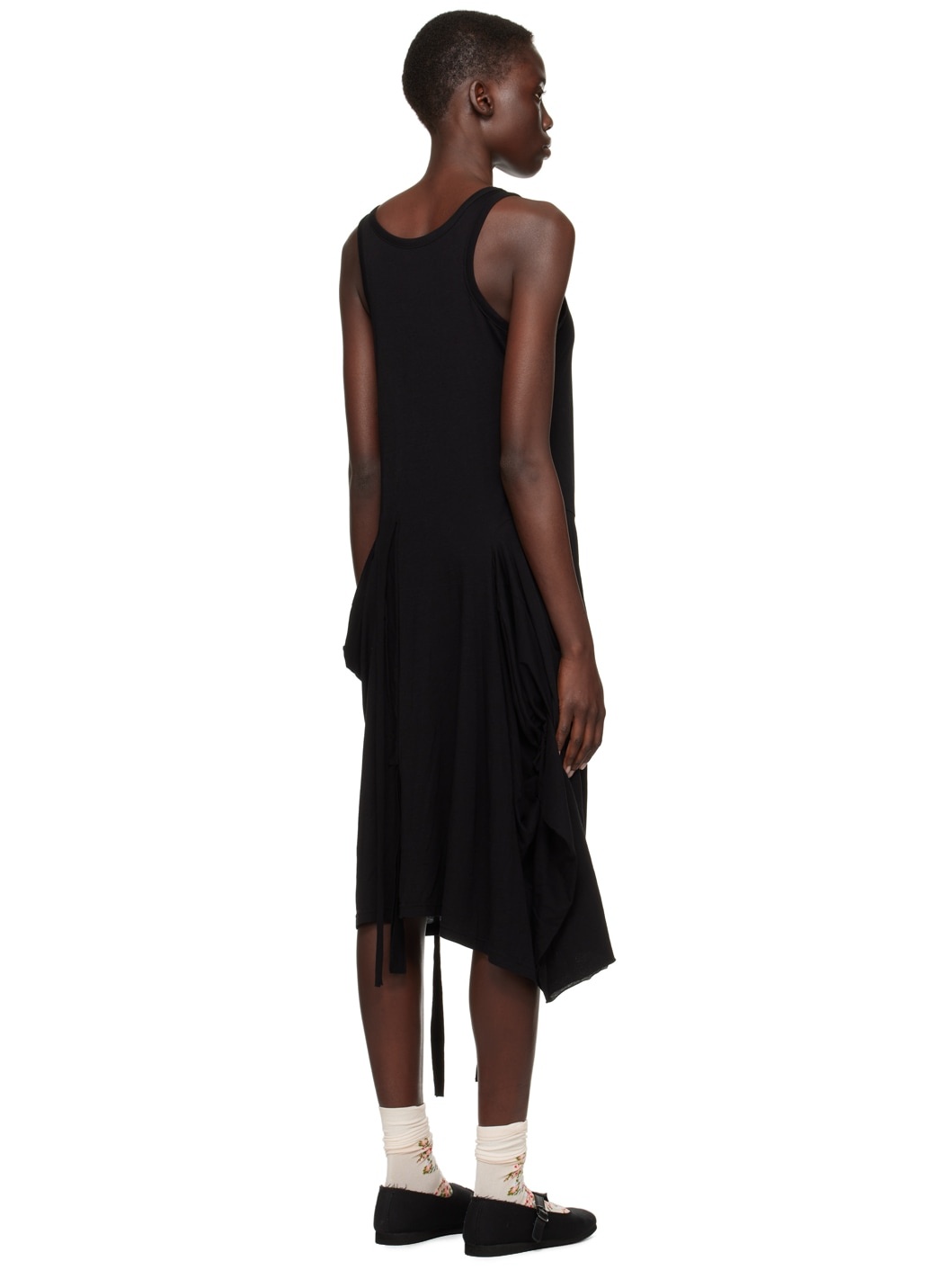 Black Drawstring Midi Dress - 3