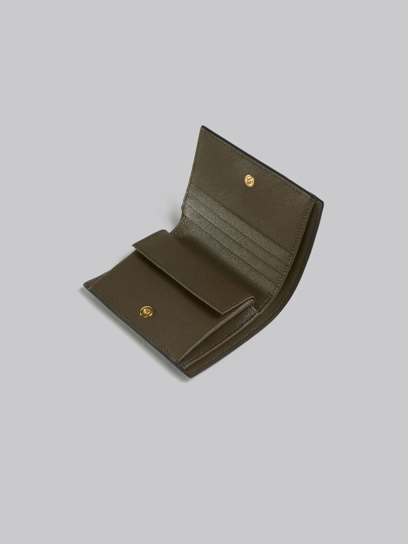Marni DEEP BLUE CREAM AND GREEN SAFFIANO LEATHER BI-FOLD WALLET outlook