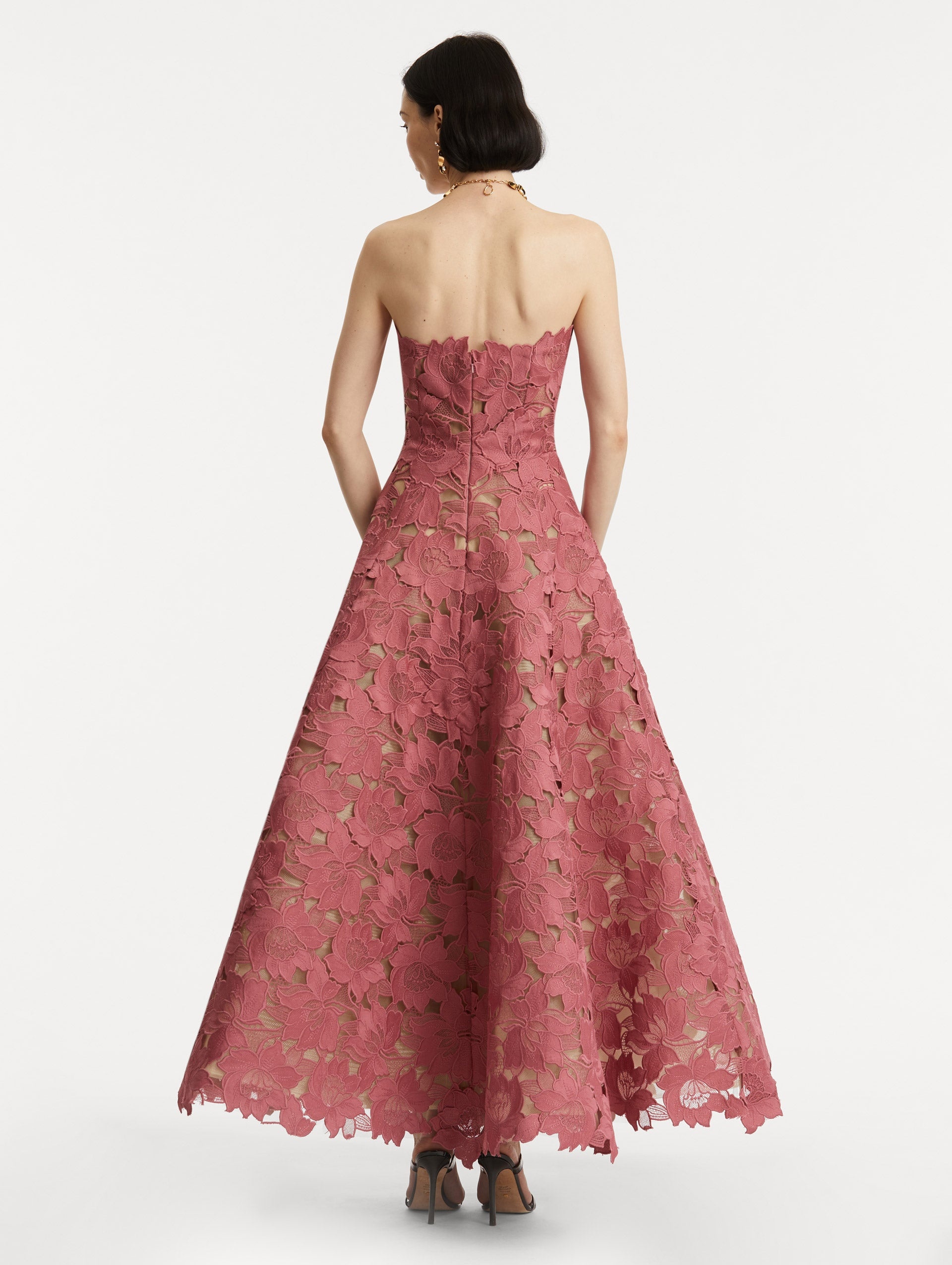 PEONY GUIPURE TEA LENGTH GOWN - 3