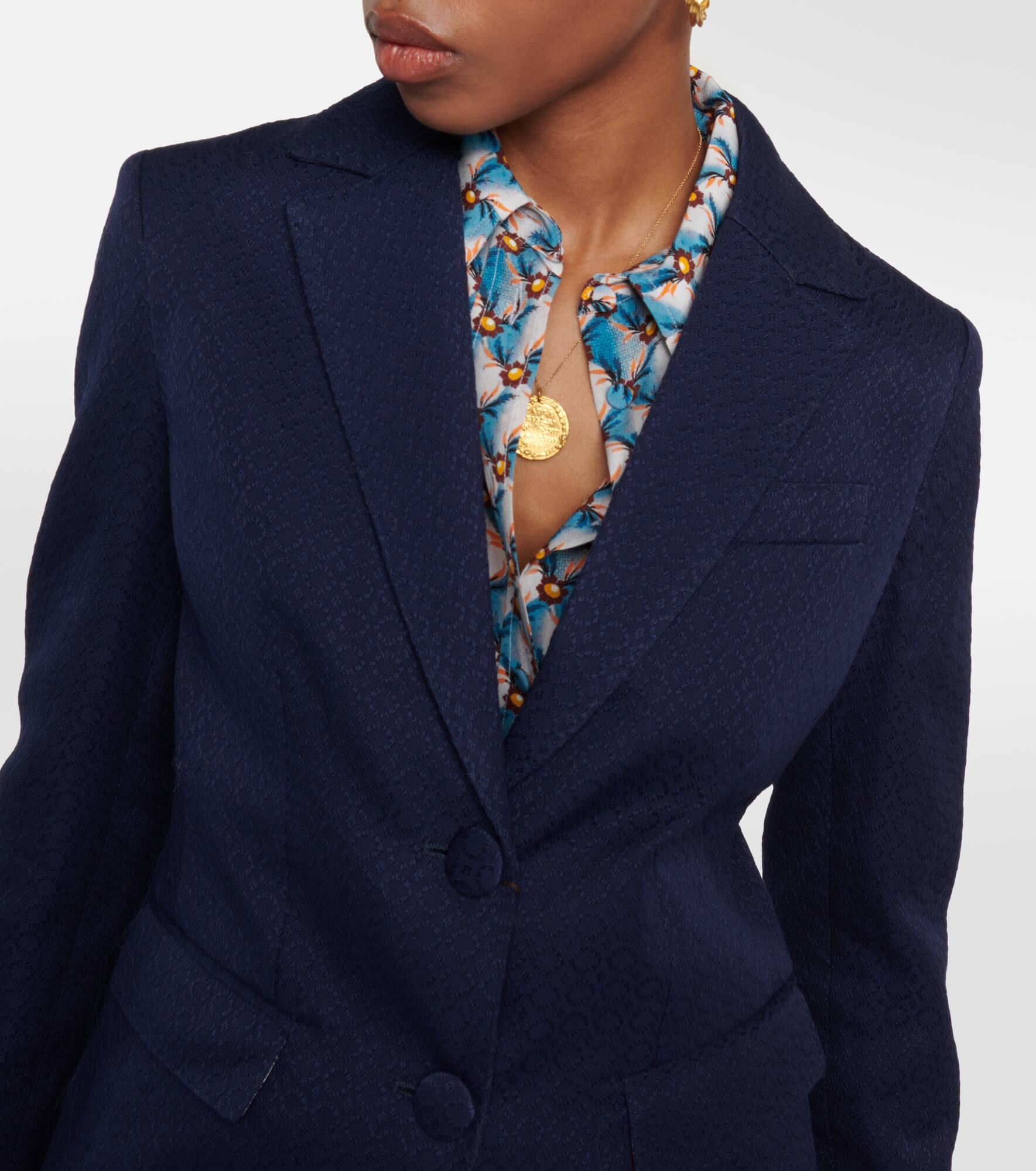 Paisley jacquard cotton blazer - 4