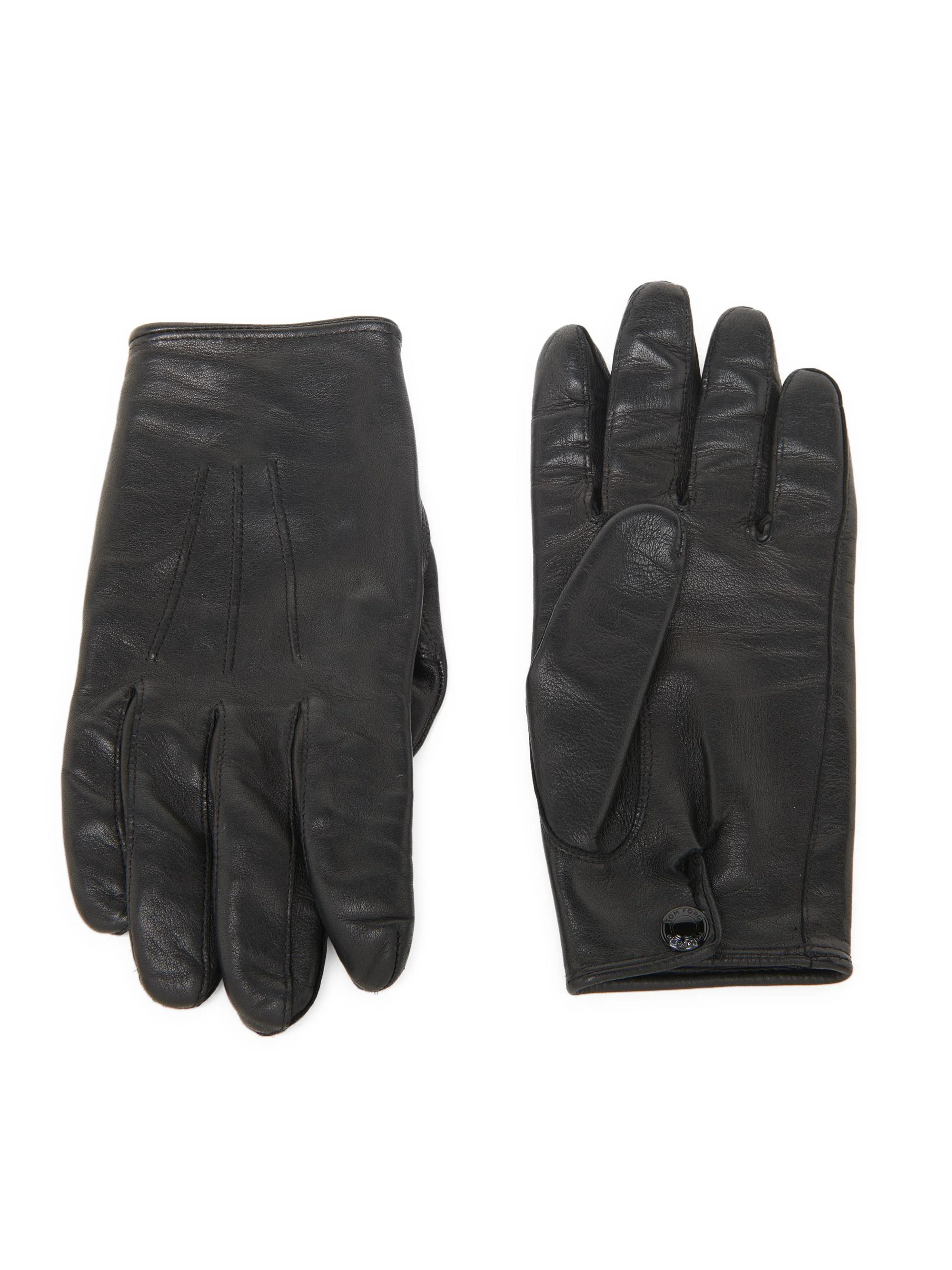 Men's Leather Silk-Lined Gloves - Black - 1