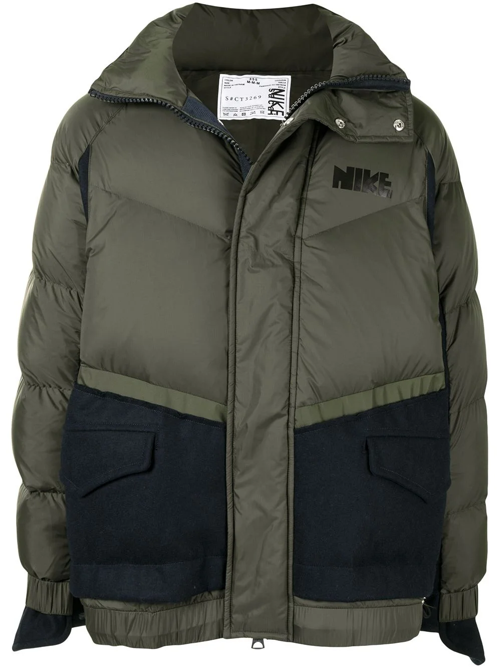 panelled "Brown" puffer jacket - 1