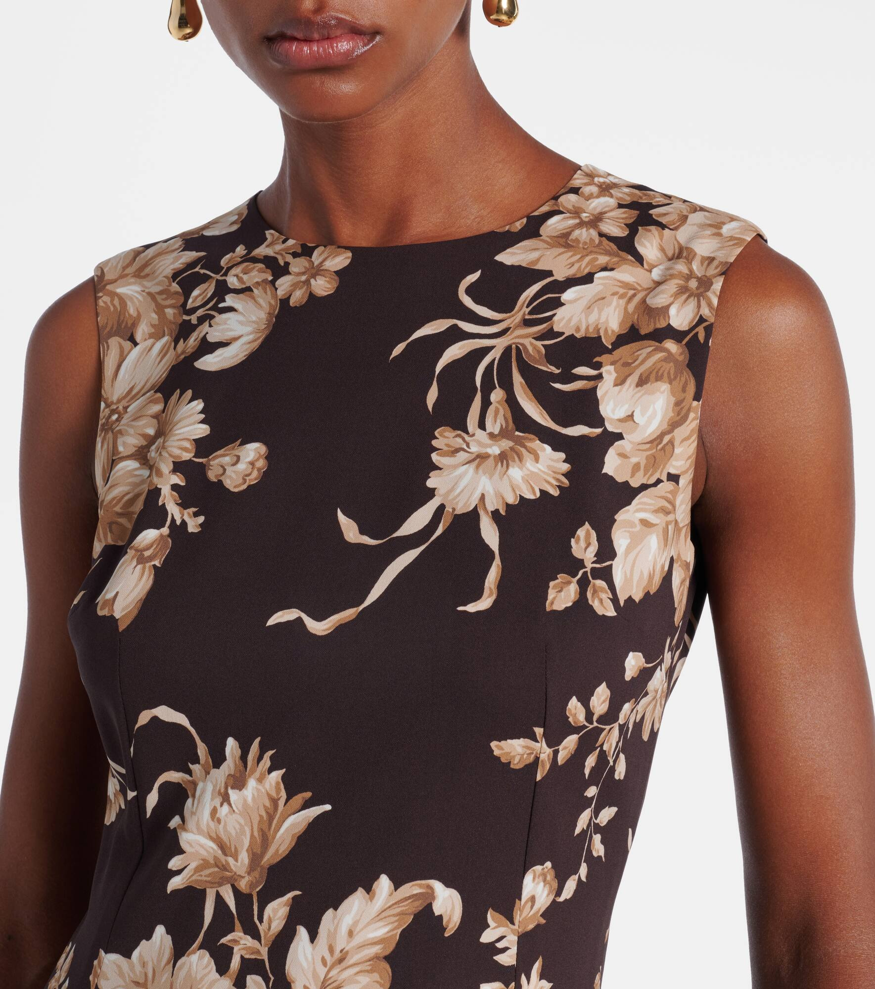Floral silk-blend charmeuse midi dress - 4
