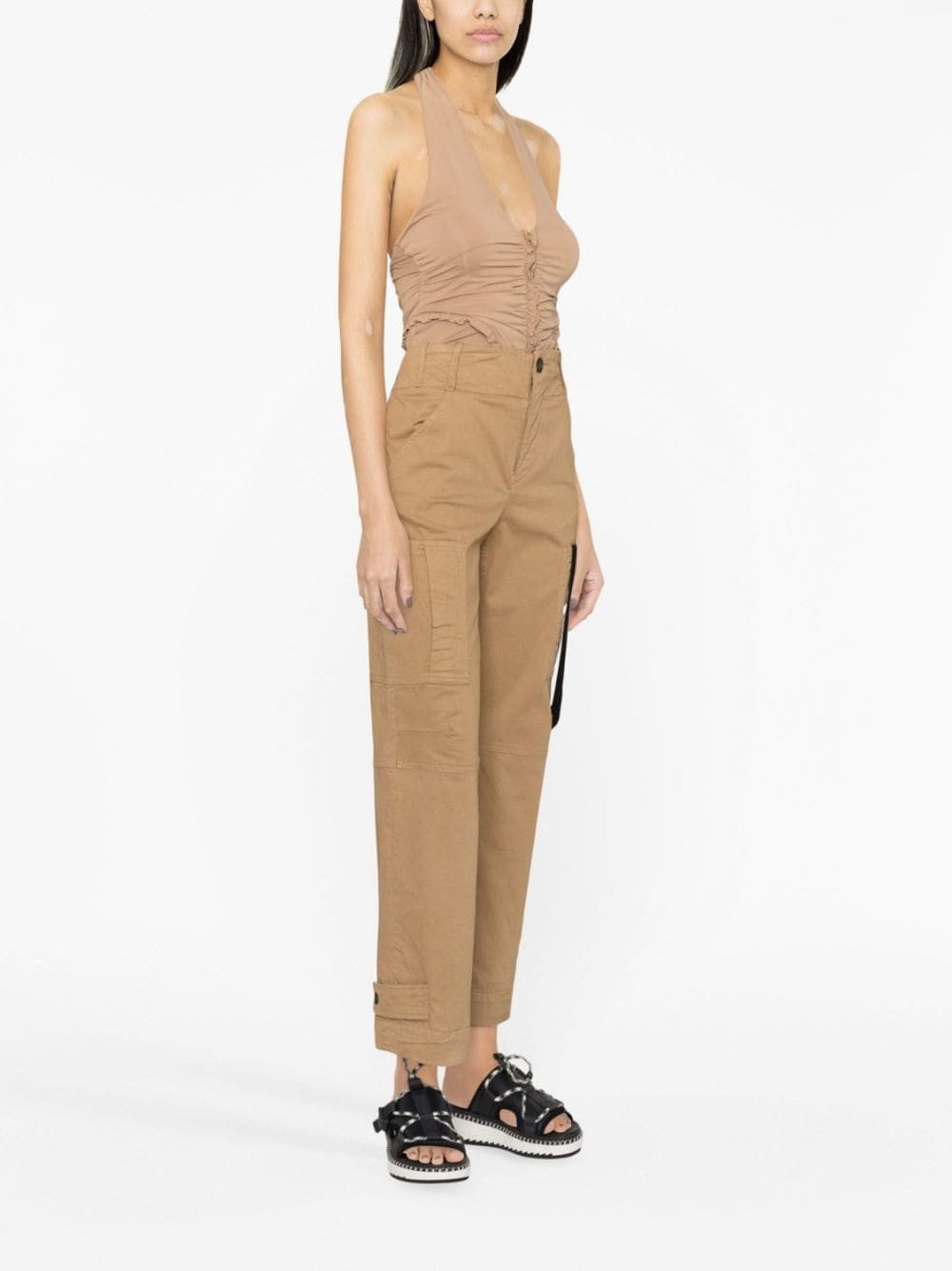 high-waisted straight-leg cotton trousers - 3