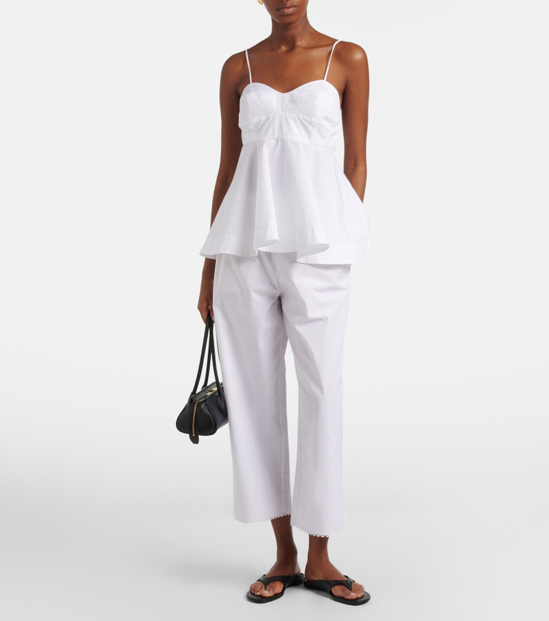 RÓHE Embroidered cotton poplin wide-leg pants outlook