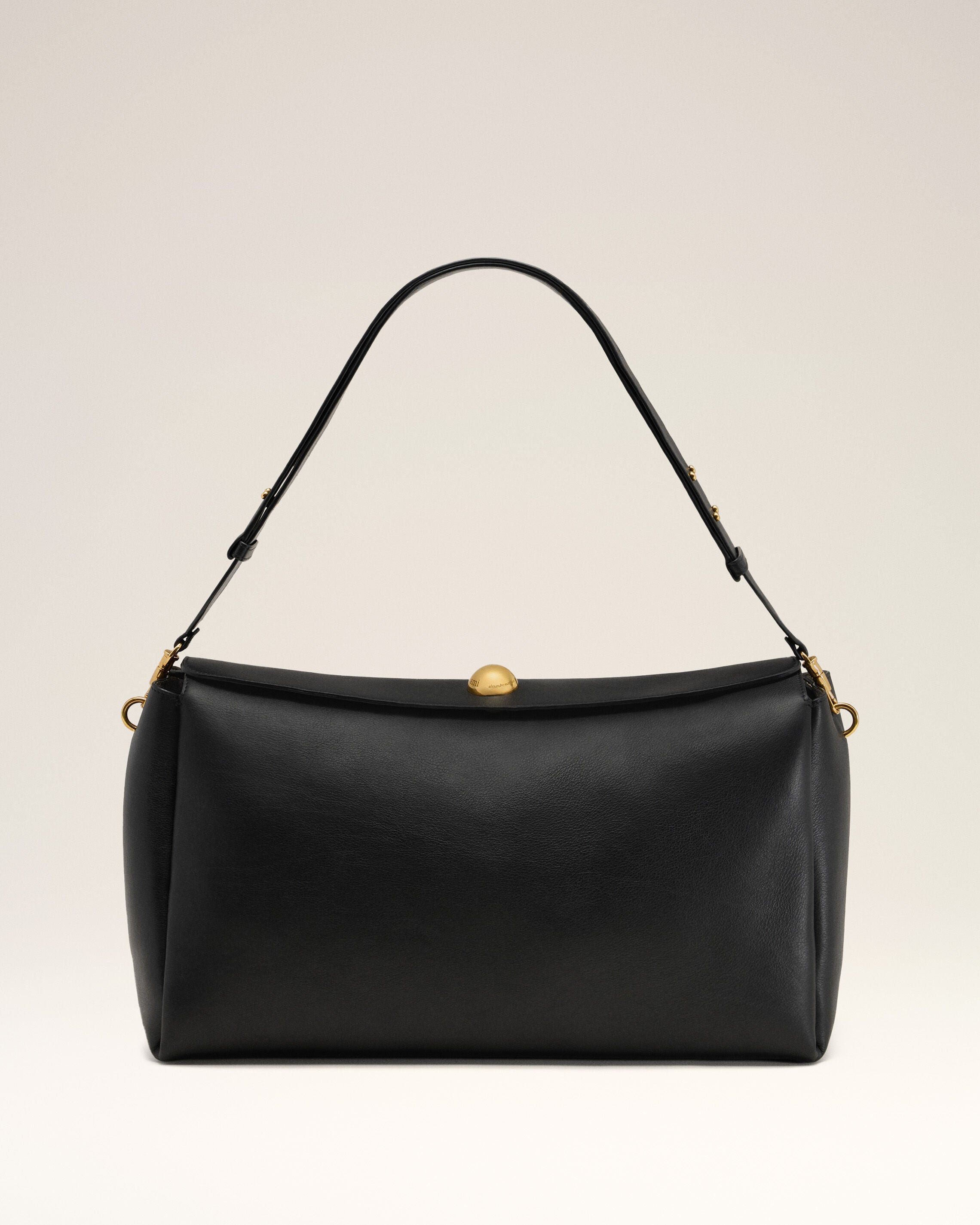 BLACK LEATHER LARGE CARROUSEL BAG - 7