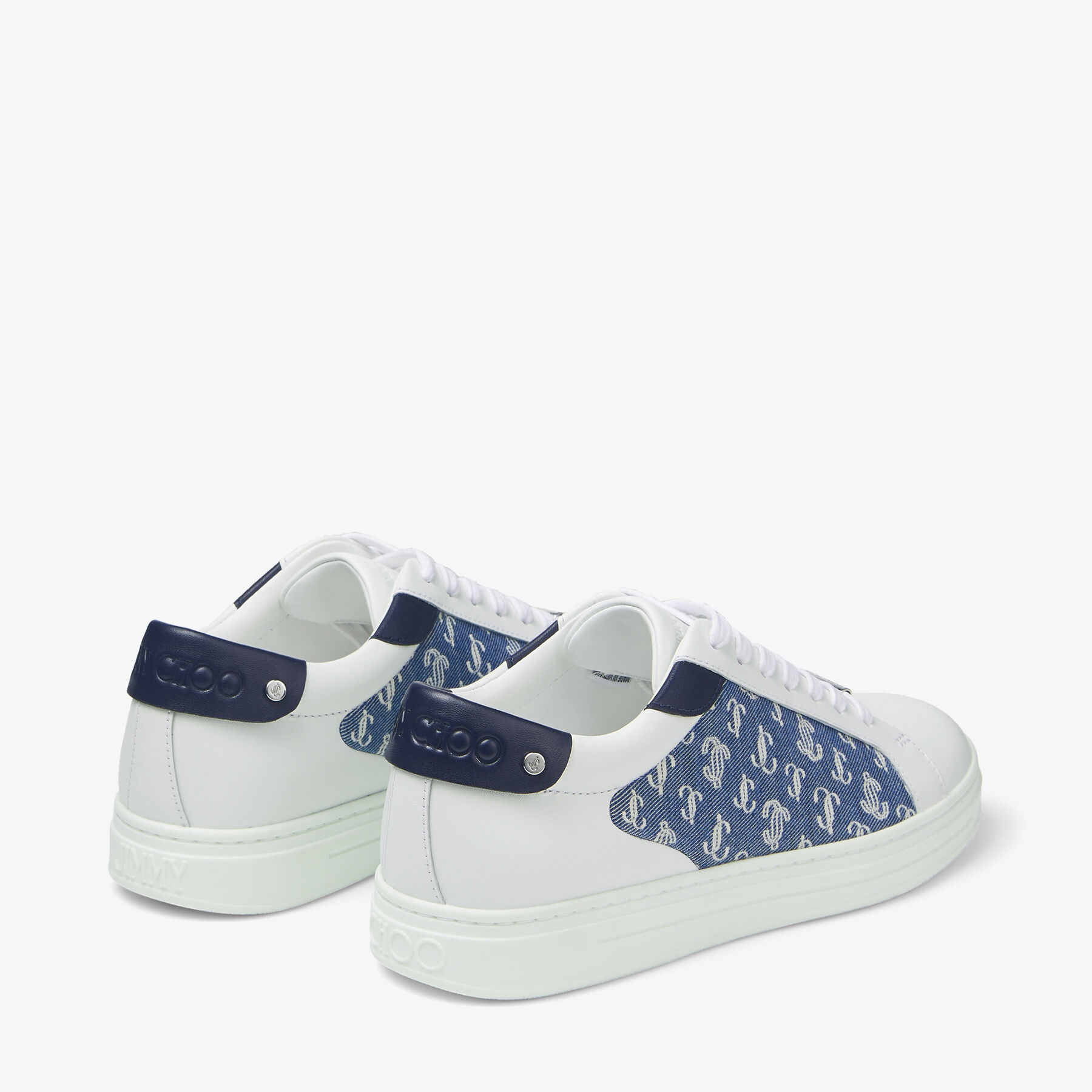 Rome/f
White Leather and Denim JC Monogram Pattern Low-Top Trainers - 7