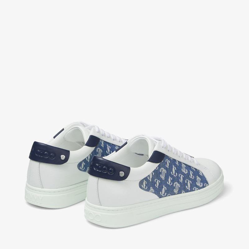 Rome/f
White Leather and Denim JC Monogram Pattern Low-Top Trainers 7