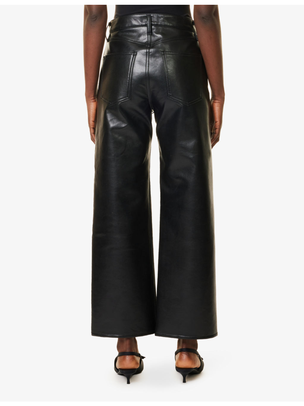 Ren wide-leg high-rise recycled-leather blend jeans - 4