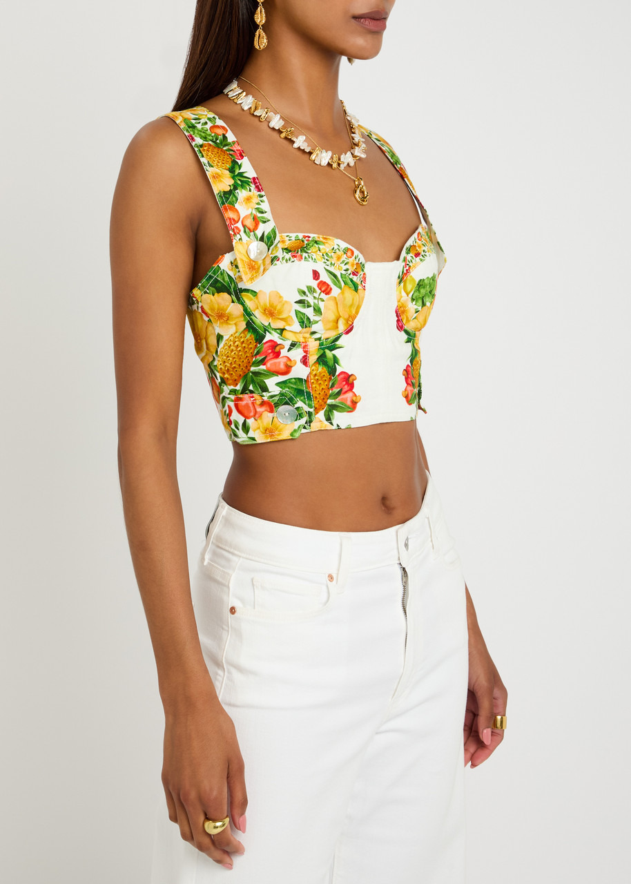 Farm Rio Picnic Flowers Printed Linen top - 2