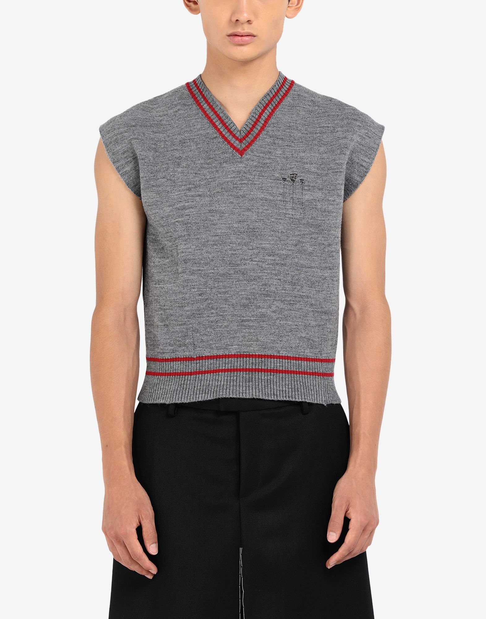 Sleeveless wool stripe sweater - 5