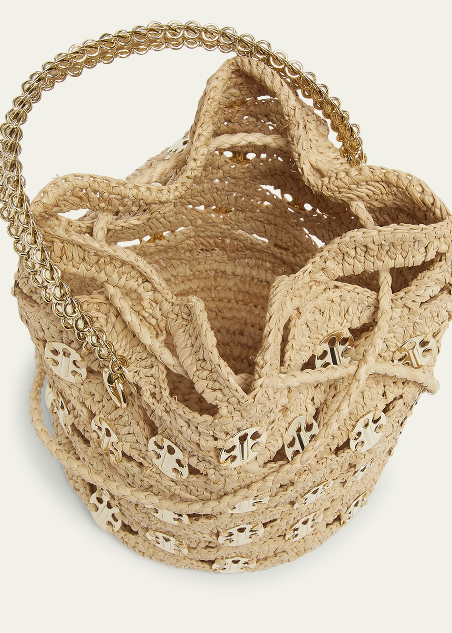Sac a Main Disc-Link Raffia Bucket Bag - 4