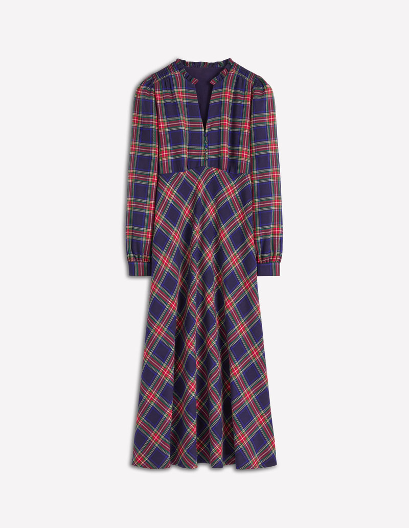 Cassie Check Tea Dress-Navy, Green and Red Check 1