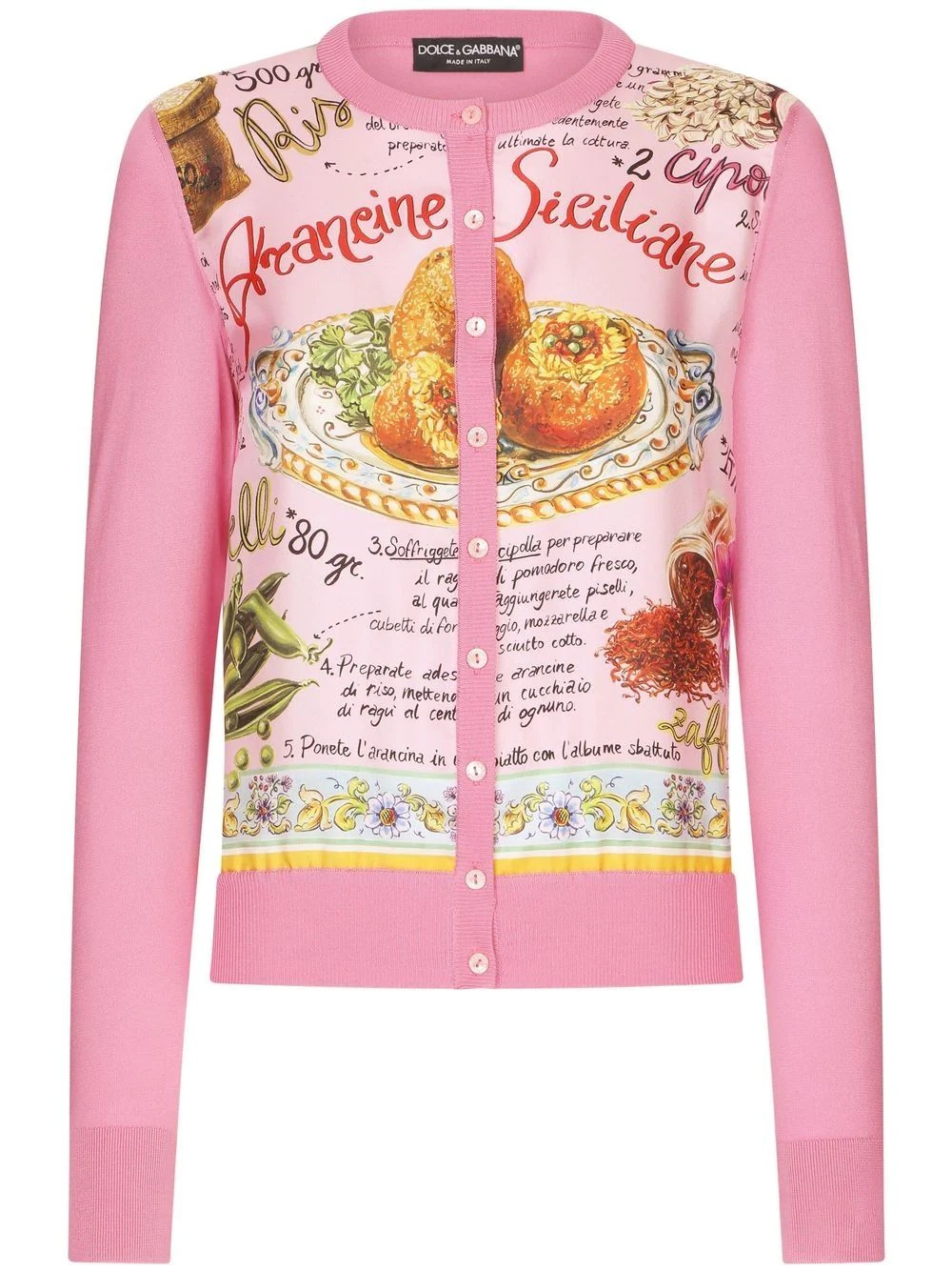 contrasting-panel button-fastening cardigan - 1