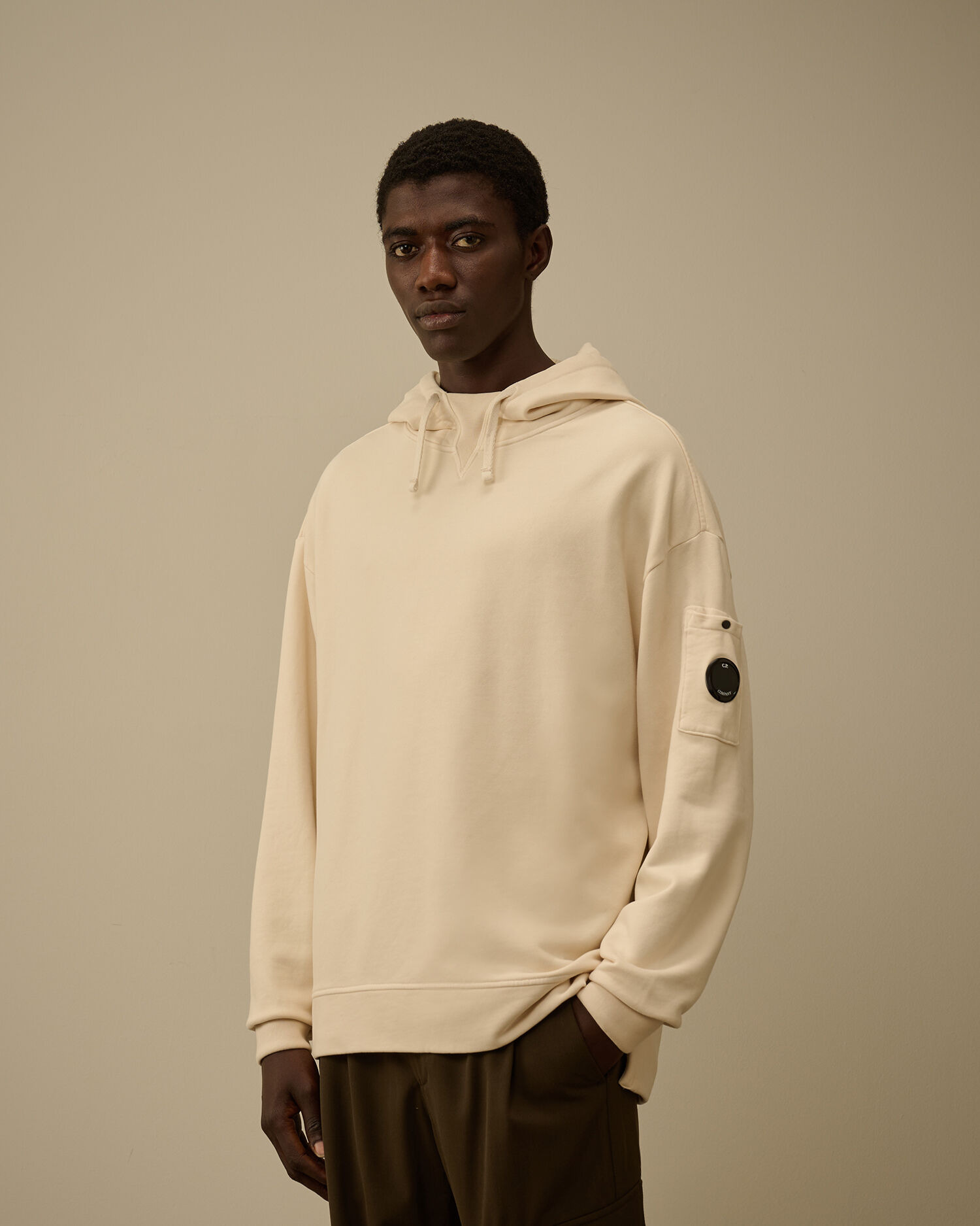Brushed and Emerized Diagonal Fleece Boxy Hooded Sweatshirt - 3
