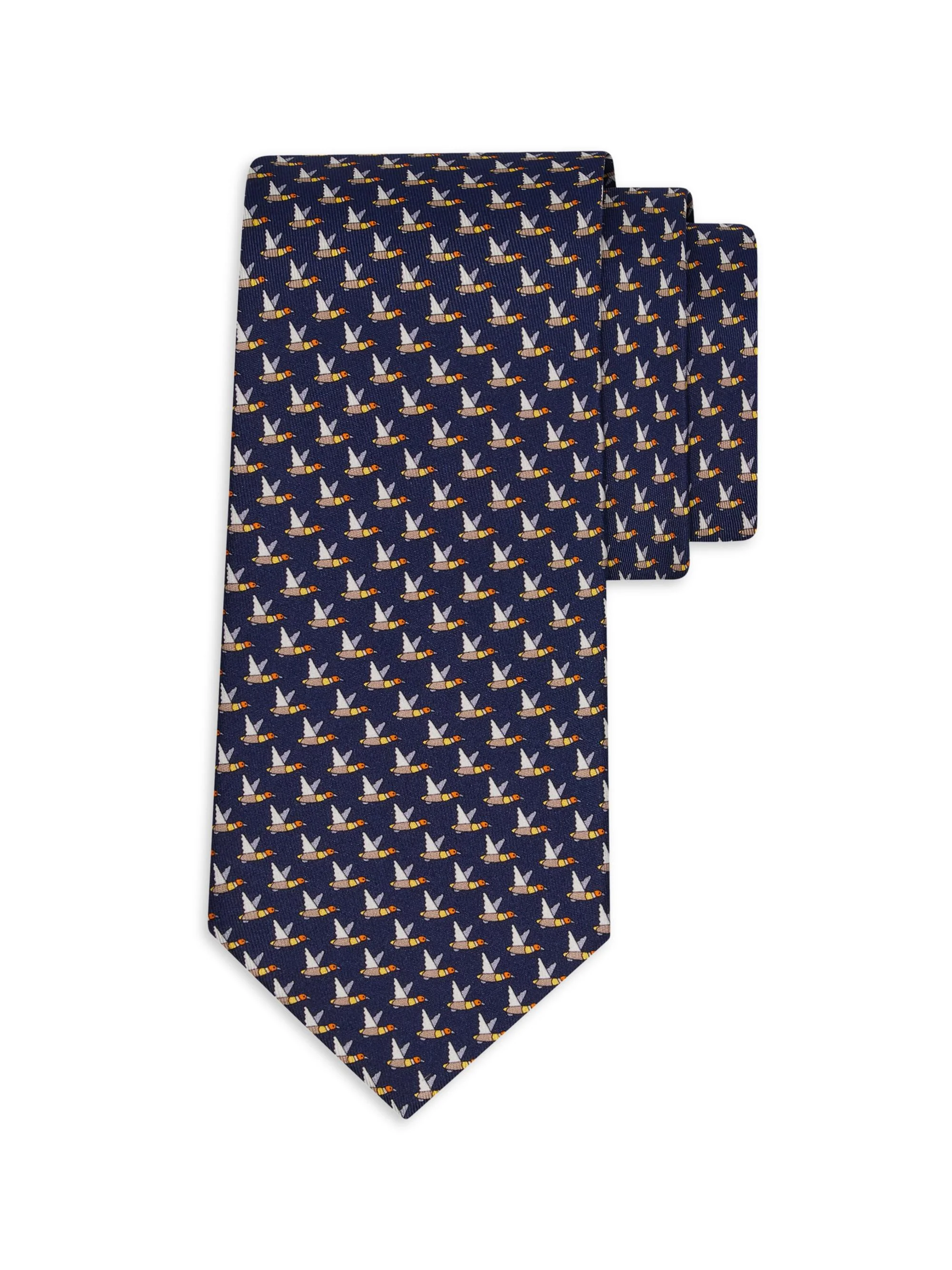 Men's Flying Mallards Silk Tie - Marine - 1