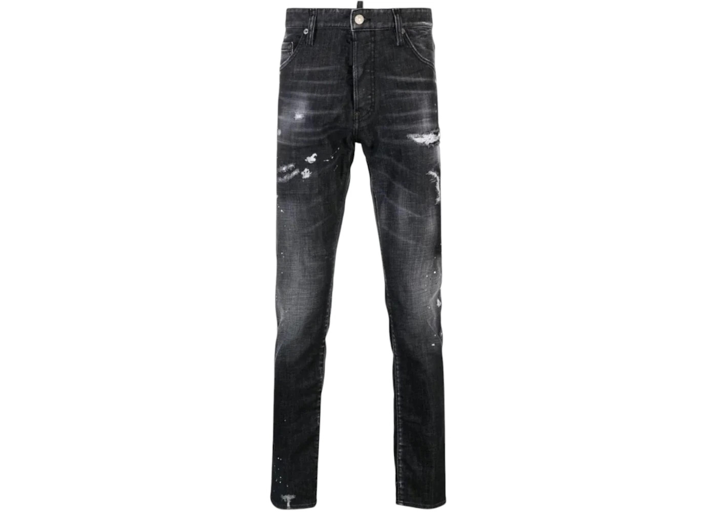Dsquared2 Cool Guy Jean Paint Splattered Ripped Wash Jeans Black - 1