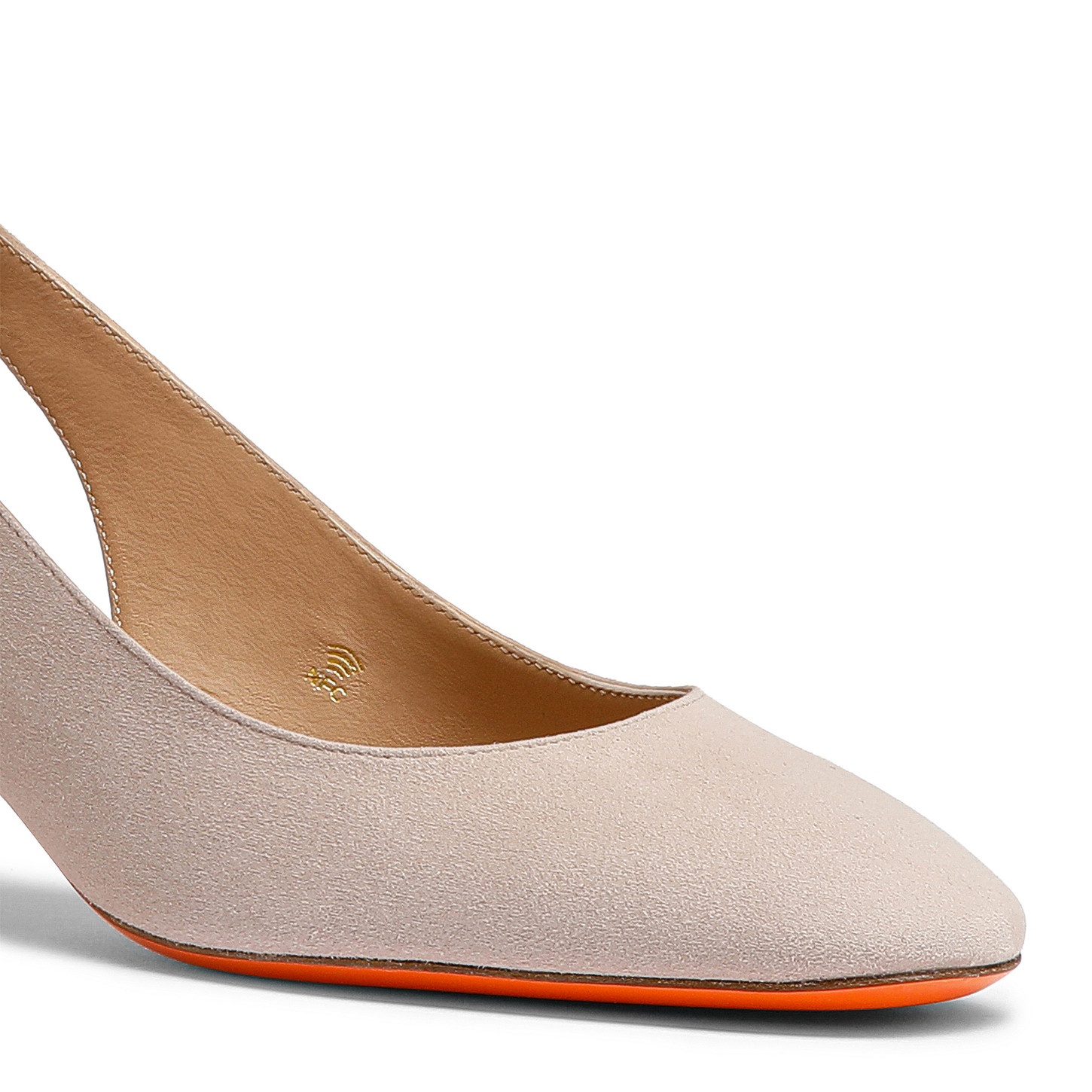 Women's pink suede low-heel slingback - 6