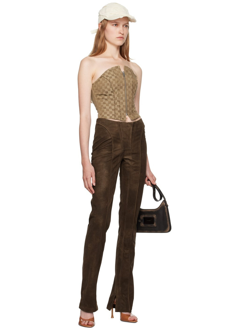 MISBHV Brown Harley Faux-Leather Trousers outlook