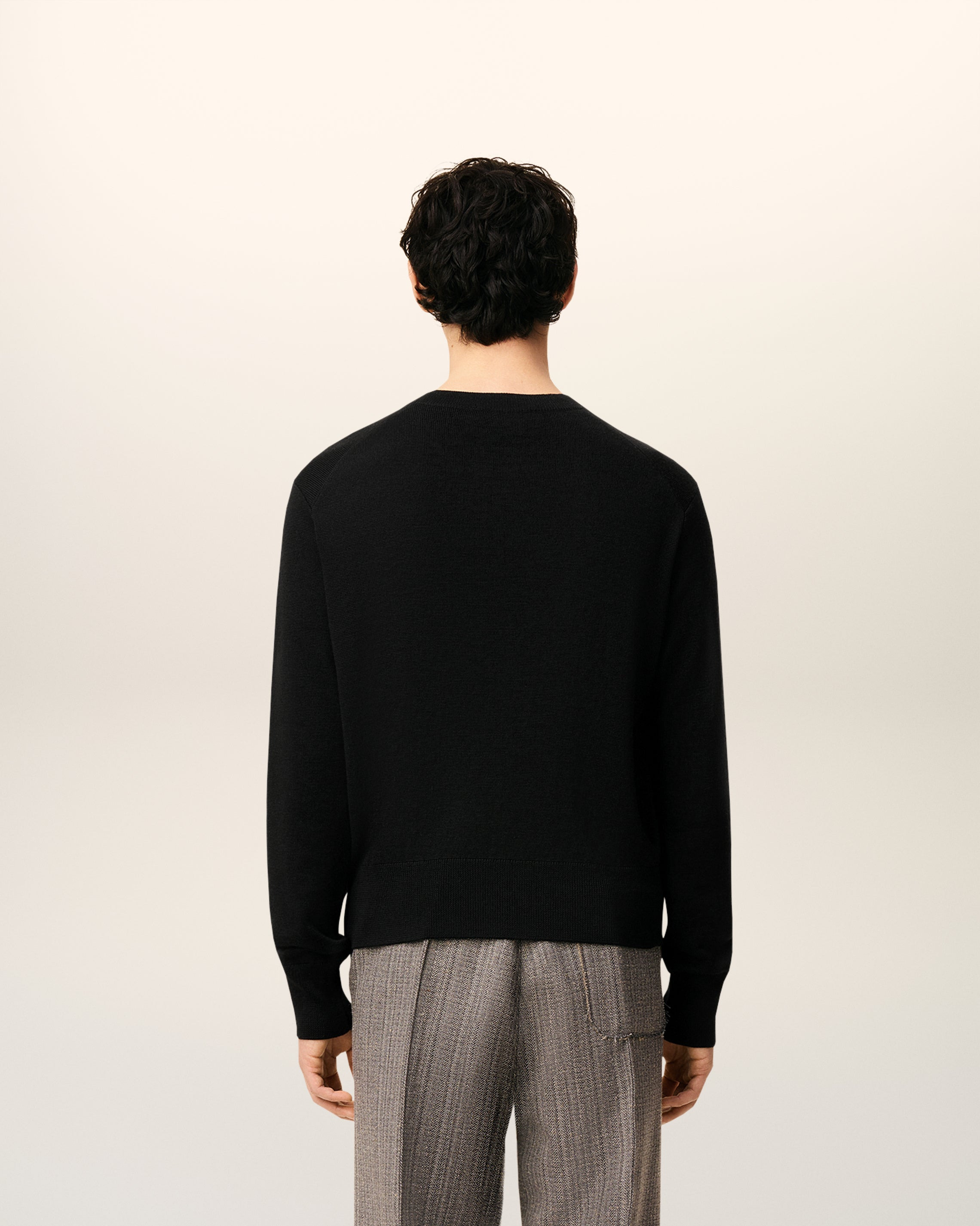 BLACK WOOL AMI DE COEUR CREWNECK SWEATER - 5