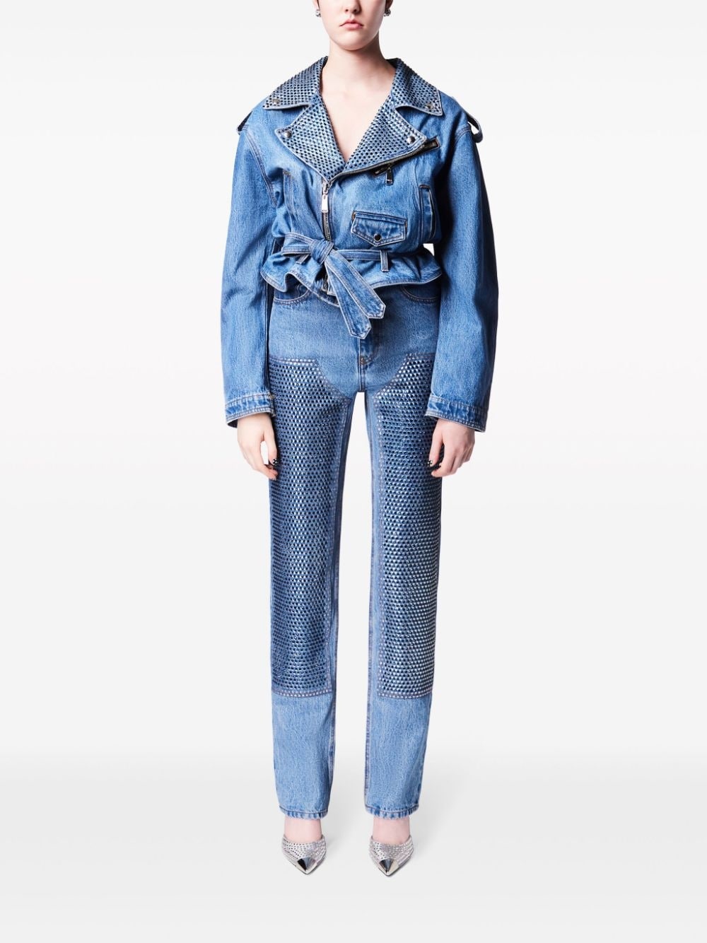 crystal-embellished straight-leg jeans - 2