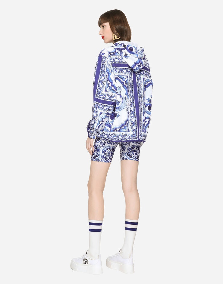 Majolica-print windbreaker with hood - 4