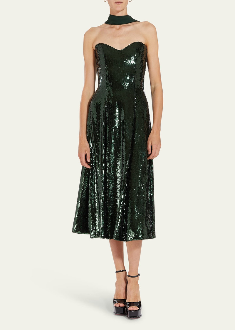 markarian Veronica Sequined Strapless Dress With Neck Scarf outlook