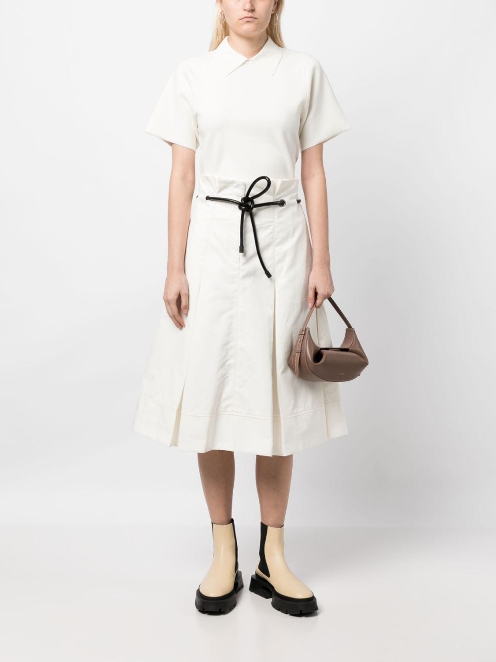 crepe-texture polo top - 2