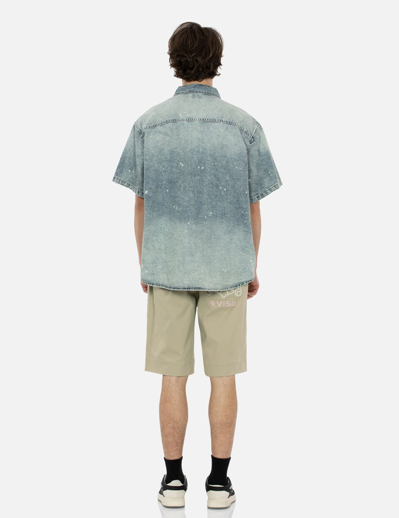 EVISU FADED-WASHED MULTI-PRINT LOOSE FIT DENIM SHIRT outlook