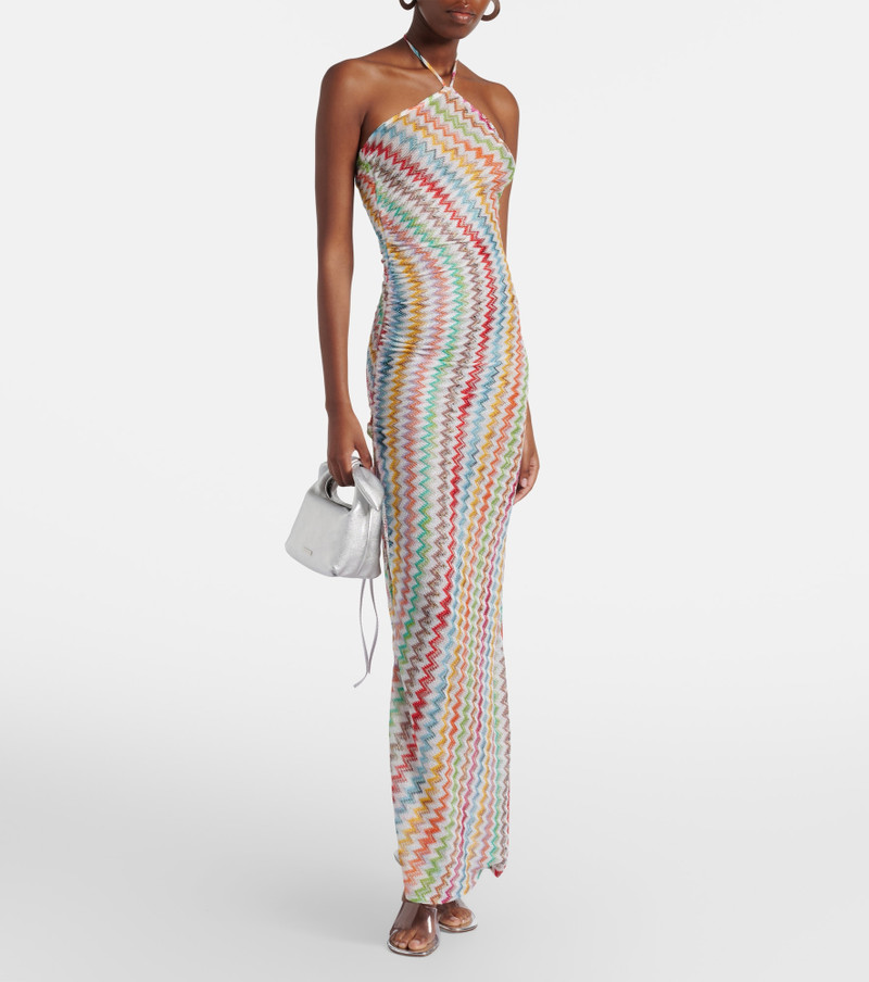 Missoni Zigzag halterneck lamé maxi dress outlook