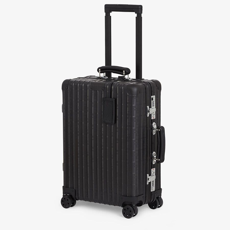 Black aluminum trolley case with leather details - 2