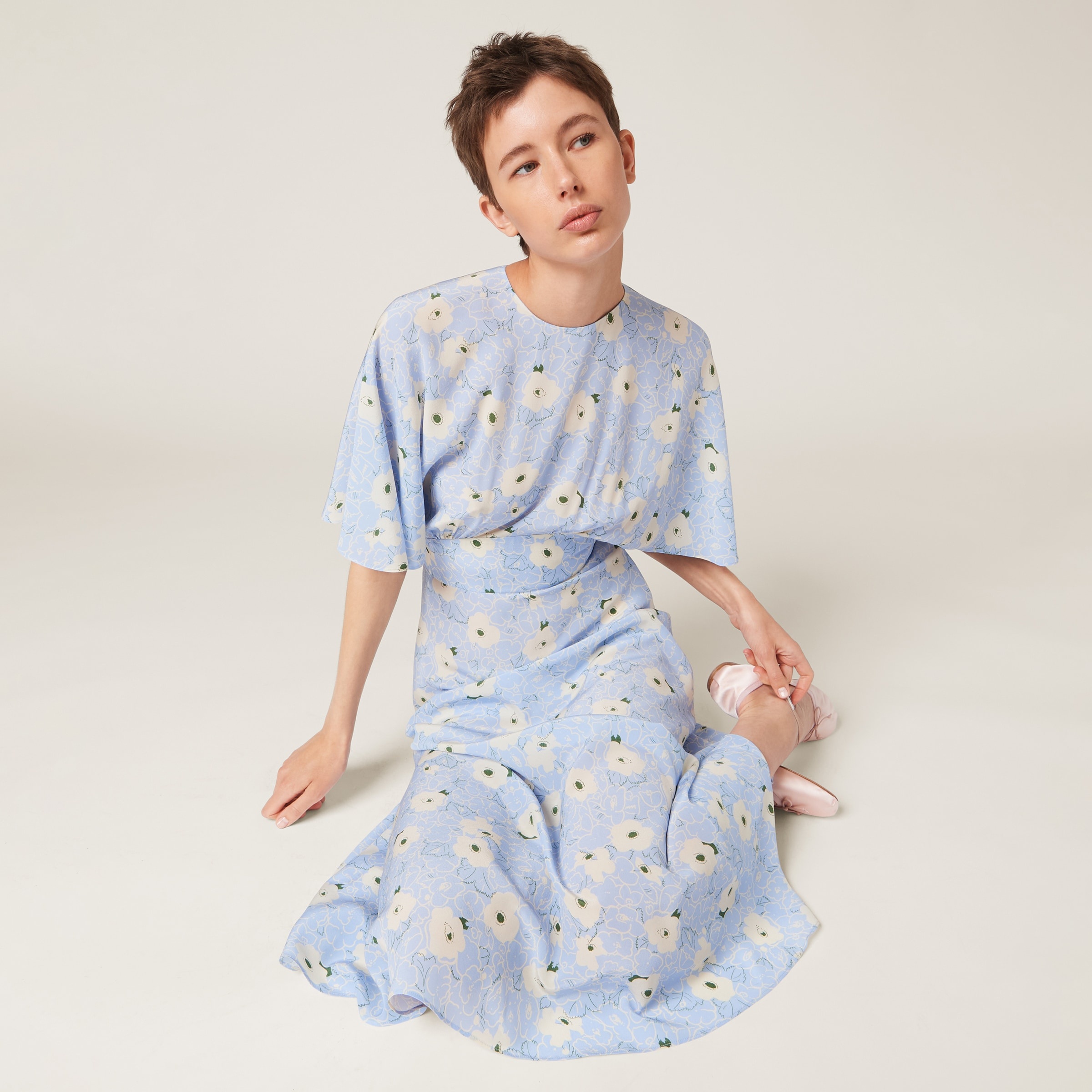 Crepe de chine midi-dress - 5